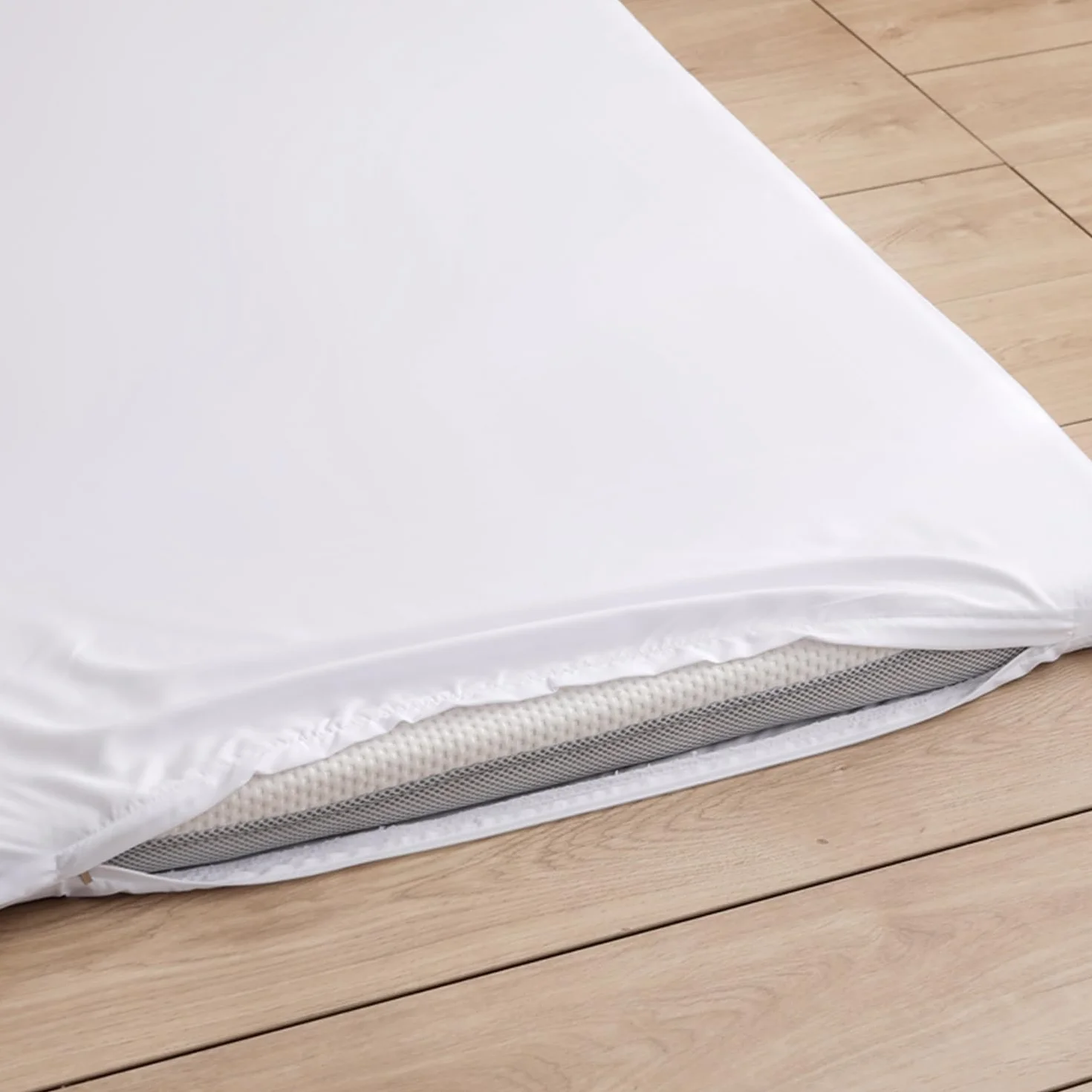 Housse de Matelas Tatami Lavable Couvre-Matelas Futon Beige Queen 150x200cm