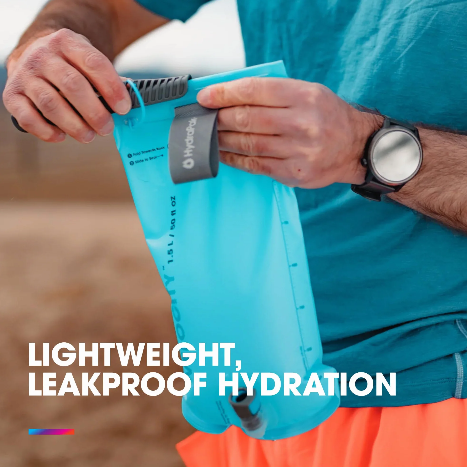 HydraPak Velocity (réservoir d'hydratation) – poche/réservoir d'eau à profil fin – Valve de morsure auto-obturante, étanche, entièrement réversible et passe au lave-vaisselle