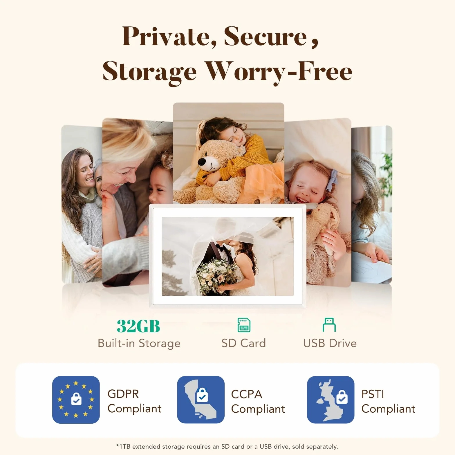 pexar by Lexar 2K cyfrowa ramka, 11-calowy ekran dotykowy IPS, cyfrowa ramka Wi-Fi 32 GB do domu, prezenty, udostępnianie zdjęć/wideo za pomocą aplikacji Frameo