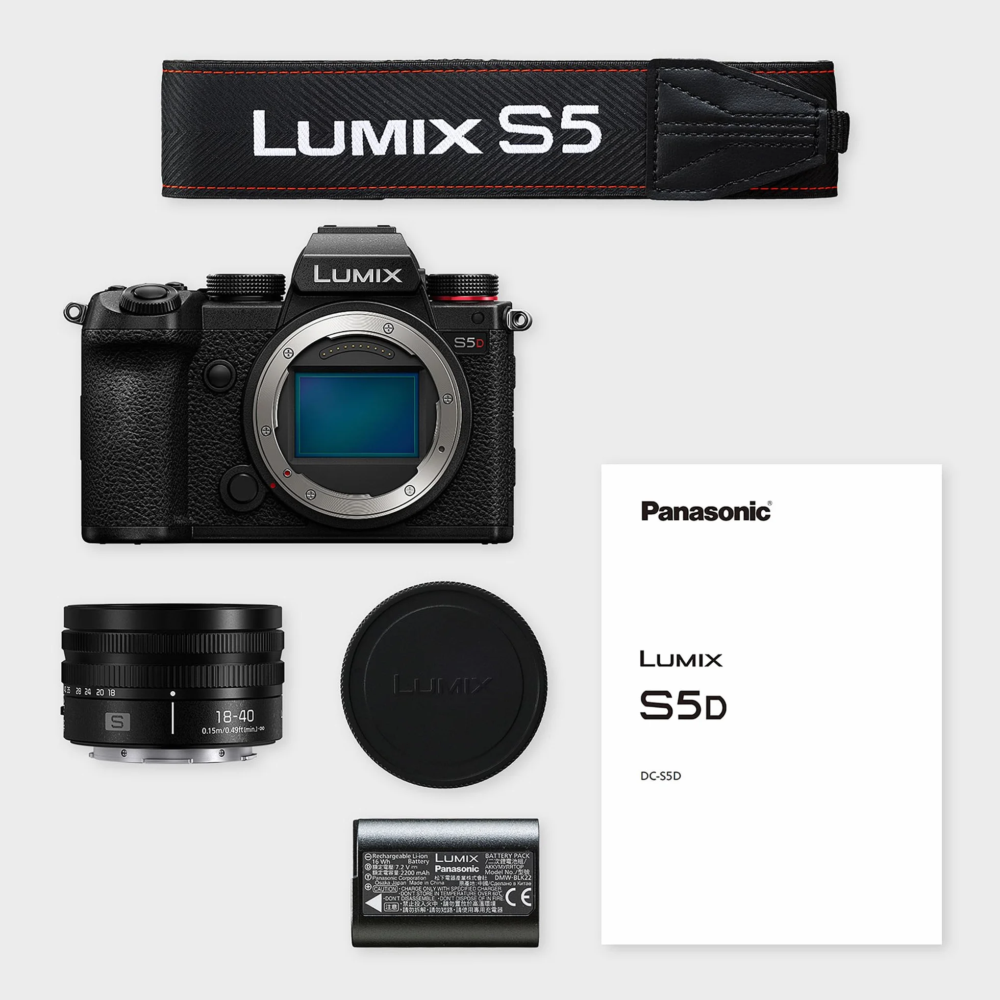 Panasonic Lumix S5D, Pełnoklatkowy Bezlusterkowy Korpus Aparatu, z Obiektywem S-R1840E 18-40mm, 24.2MP, 4K 60P Nagrywanie, Live View Finder, Monitor z Wolnym Kątem, Wi-Fi, Bluetooth, Czarny