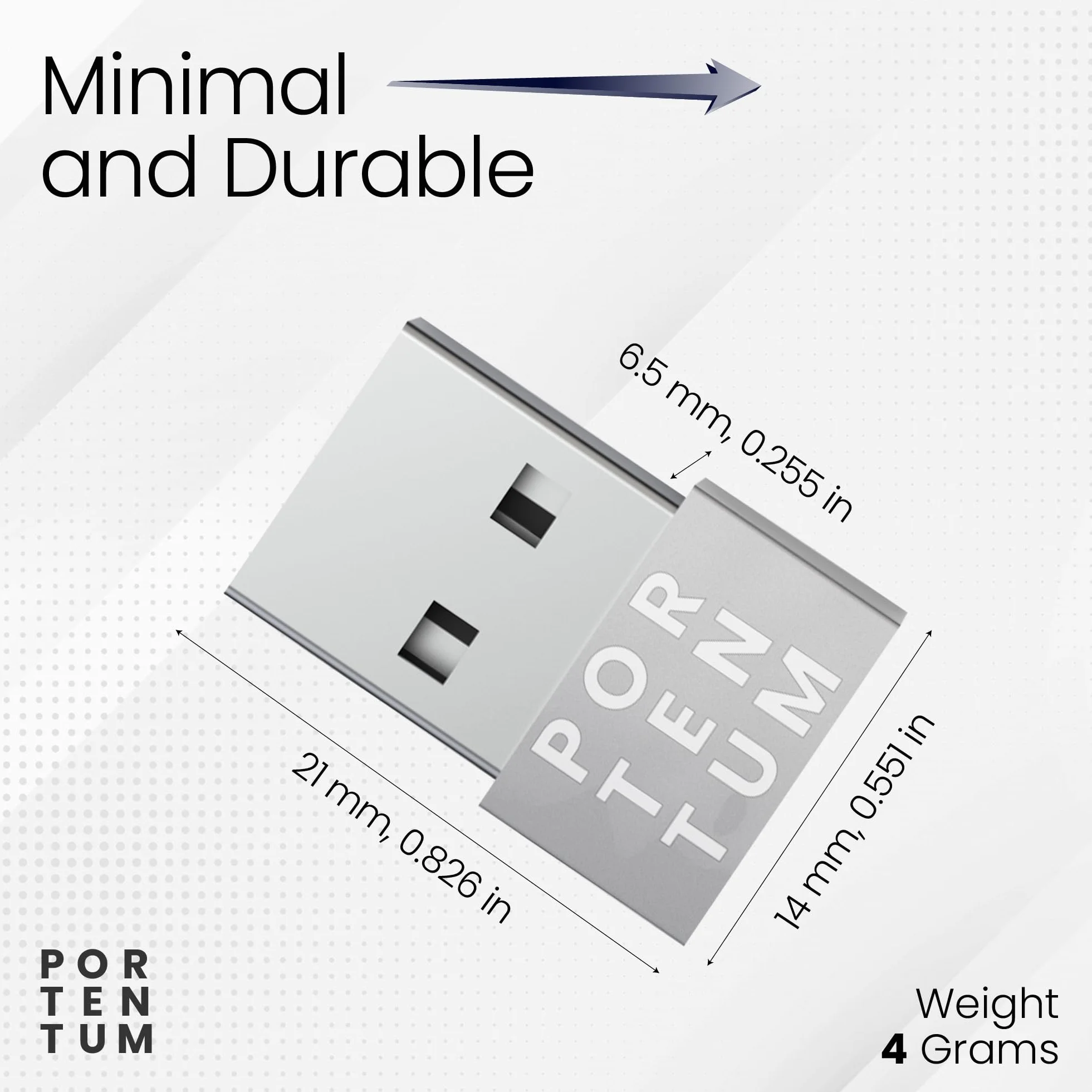 PORTENTUM Adaptateur USB C Femelle vers USB A Mâle 2.0 480 Mo Zinc