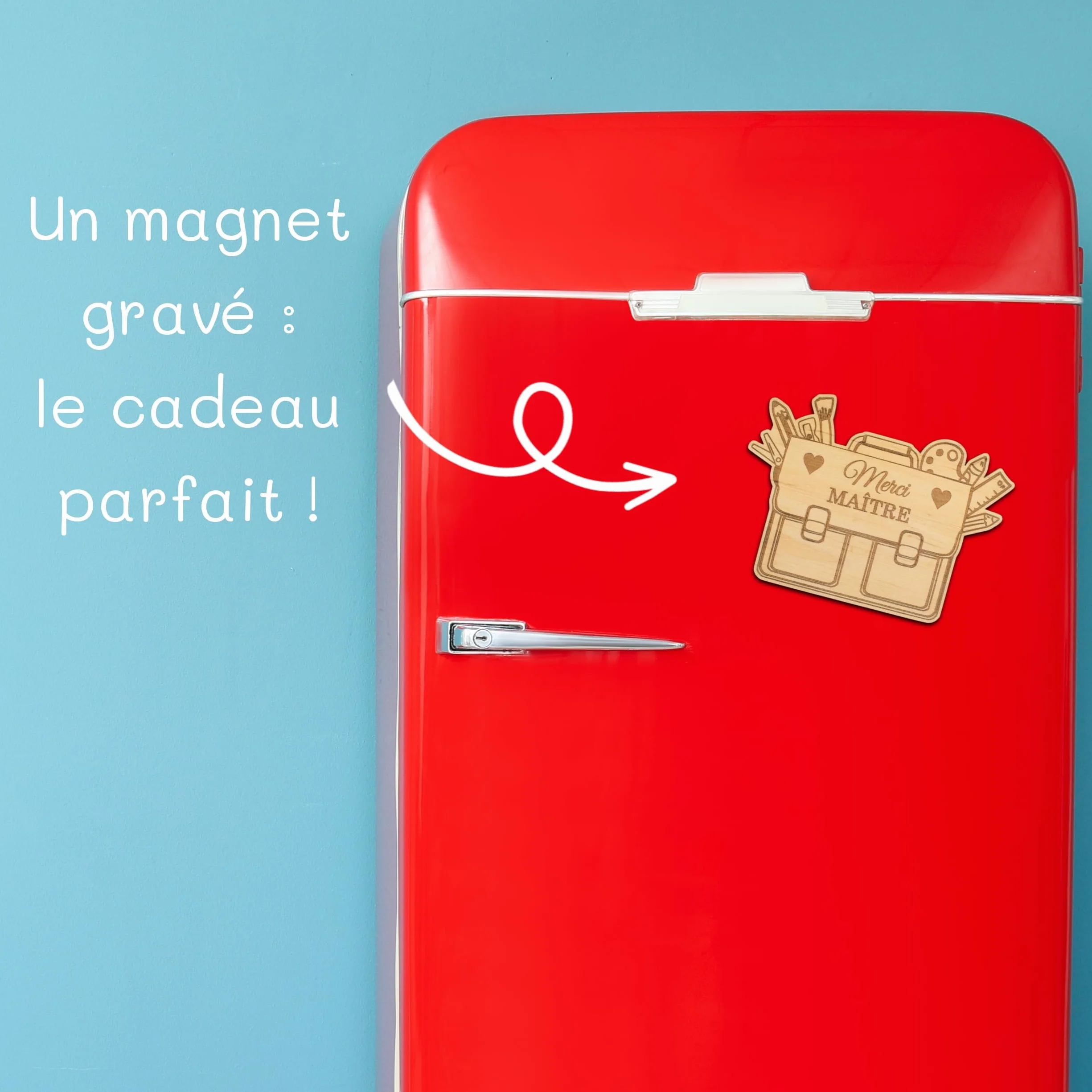 Magnet Maître Merci - Cadeau Fin d'année Scolaire Enseignant - Marque Page Professeur Retraite