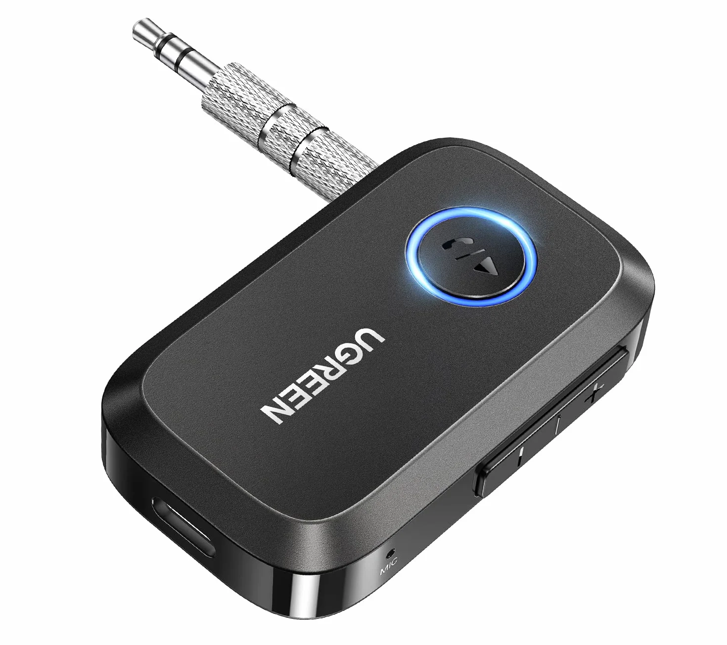 UGREEN Adapter Bluetooth 6.0 Samochodowy Bluetooth z Gniazdem AUX 3.5 mm i Wbudowanym Mikrofonem Połączenia w Trybie Głośnomówiącym z Głośnikiem Samochodowym.（Czarny）