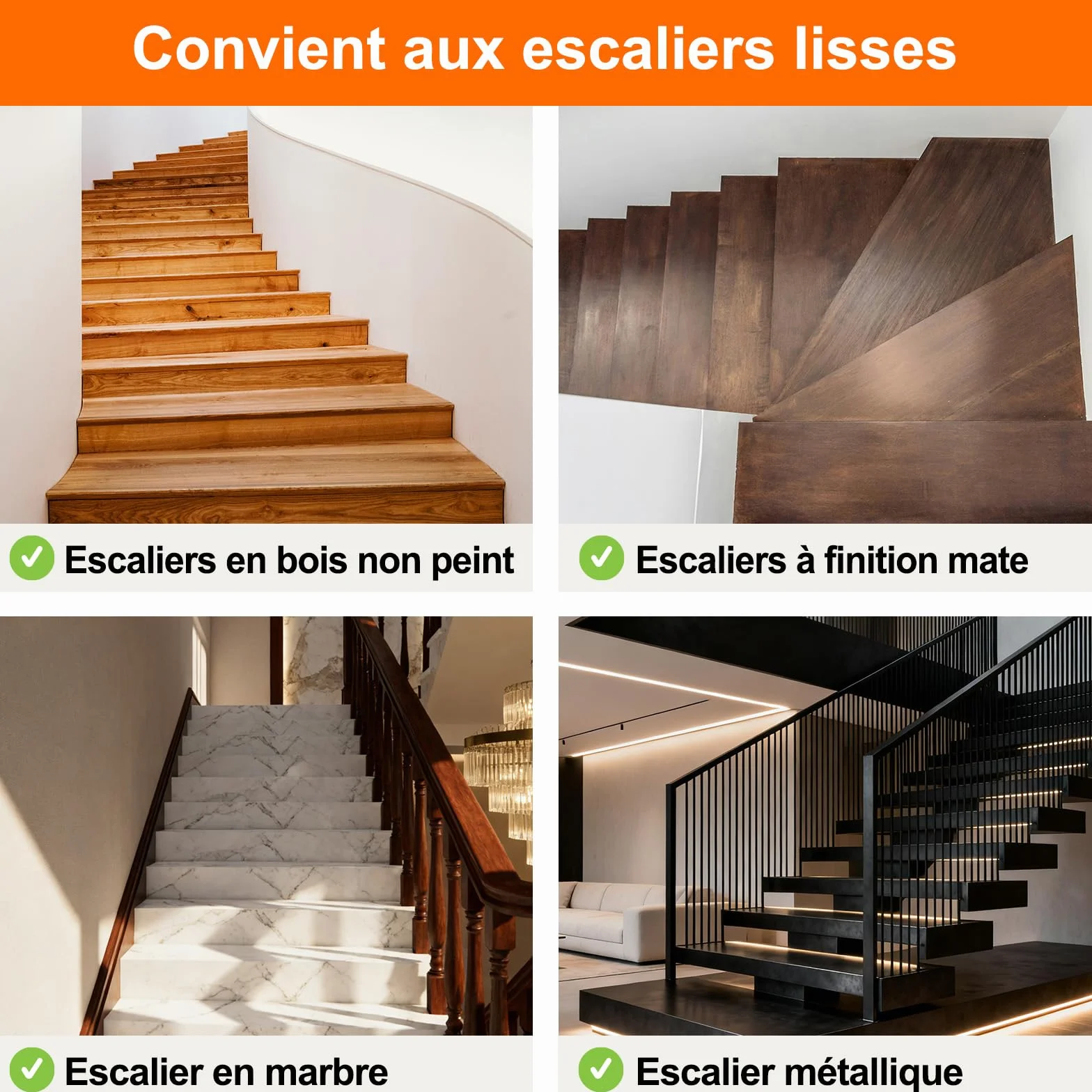 Spurtar Transparent Tapis Antidérapant Bande Escalier 15 x 60 cm Lot de 15
