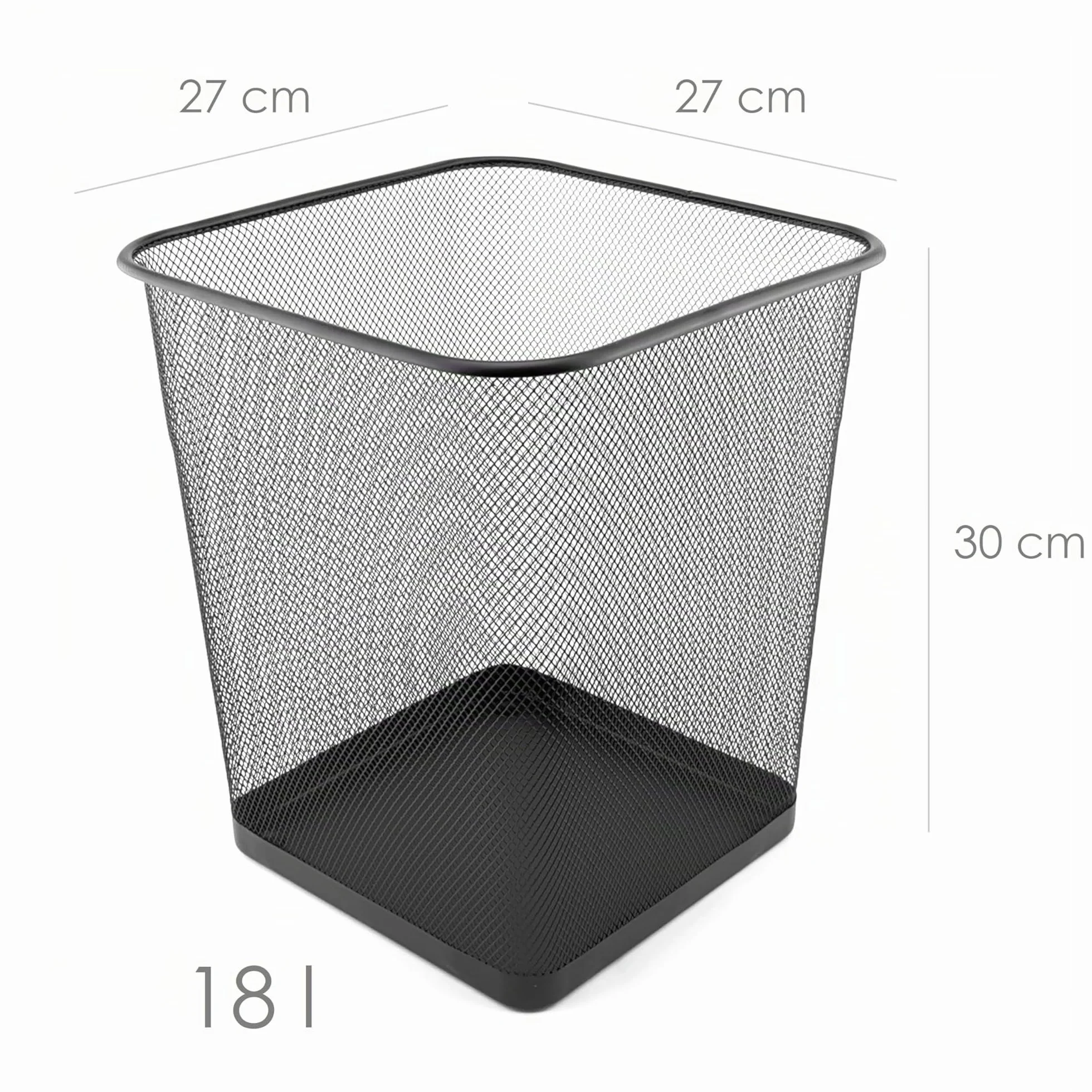 D.RECT Poubelle Bureau 18L - Corbeille Papier en Treillis Métal Maille, Noir