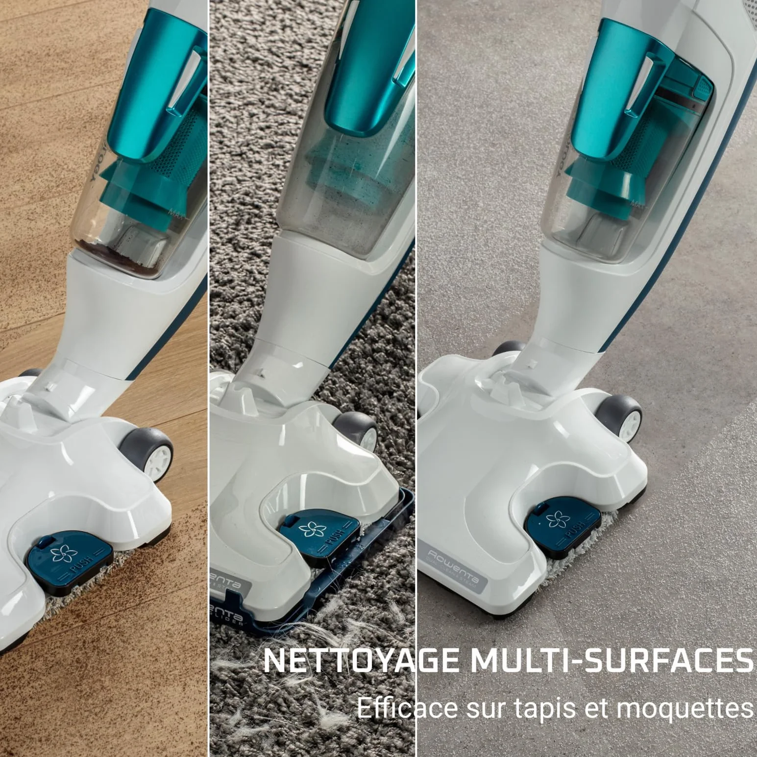 Rowenta Nettoyeur vapeur 2-en-1, Aspire et lave simultanément, Elimine 99,9 des bactéries, Pour tous les sols, Sans détergent, Diffuseur d’huiles essentielles, Clean et Steam Revolution RY7757WH
