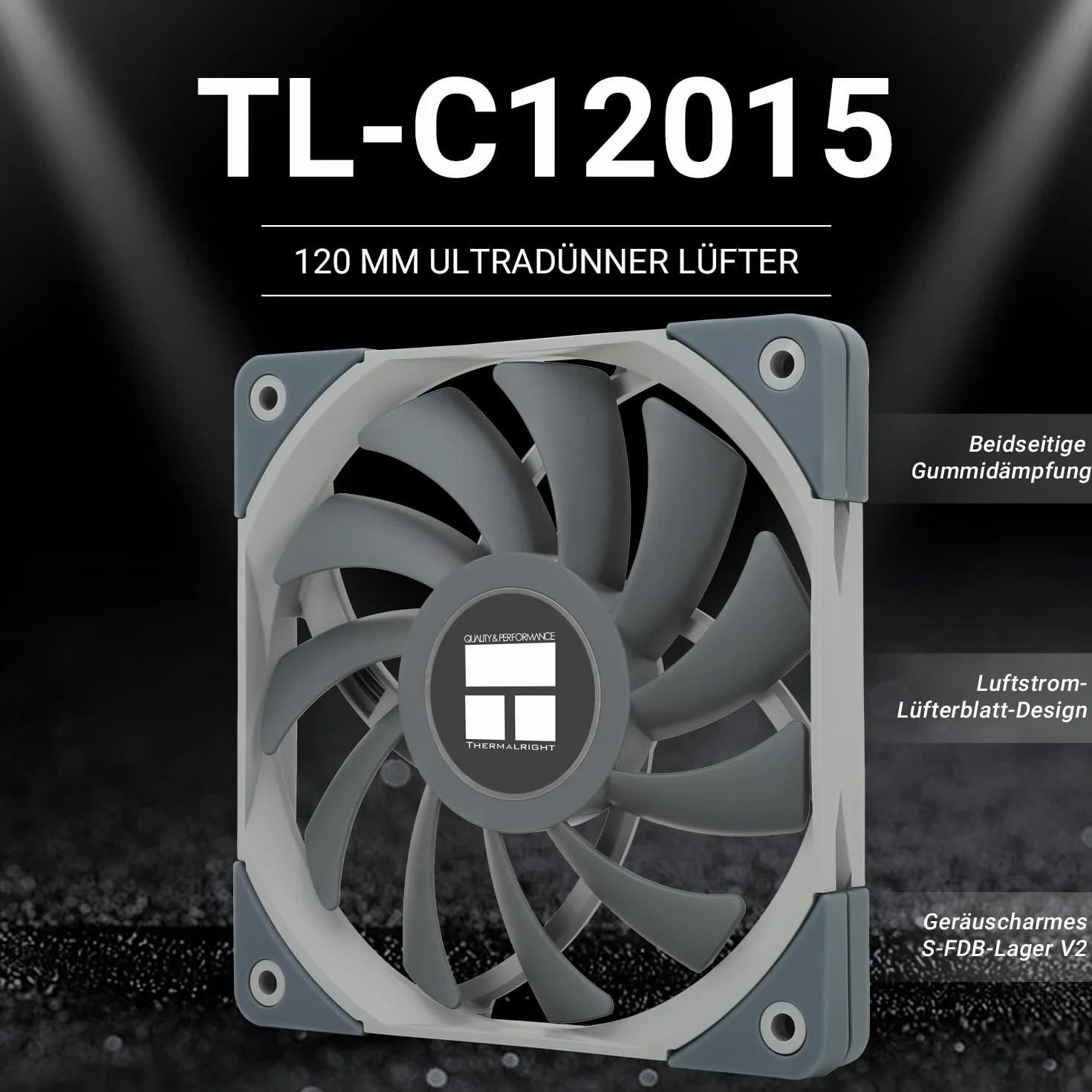 Thermalright-TR TL-C12015 Slin cichy wentylator 4-pinowy PWM PC, 15 mm Slimline