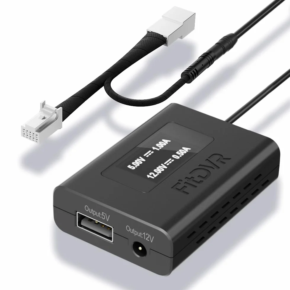 Adapter zasilania (10-Pin) Nadaje się do Toyota i Lexus, Wyświetlacz LED Zasilanie USB, Podłącz do lusterka z tyłu, wyjście 5V 12V, Łatwe w instalacji, D3-035