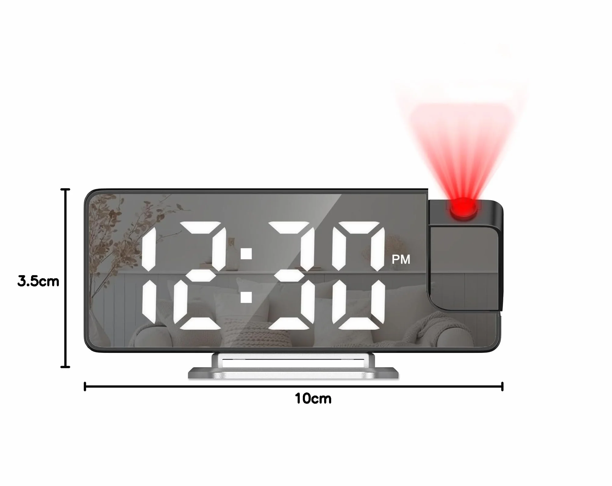 Réveil numérique à Projection avec température 180° Horloge de Table électronique Luminosité réglable Affichage 12/24 h