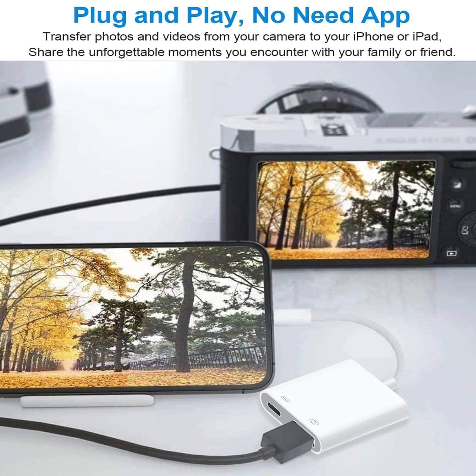 Loydia Adaptateur Lightning vers USB 3.0 avec Port de Charge Rapide OTG pour iPhone 14/13/12/11