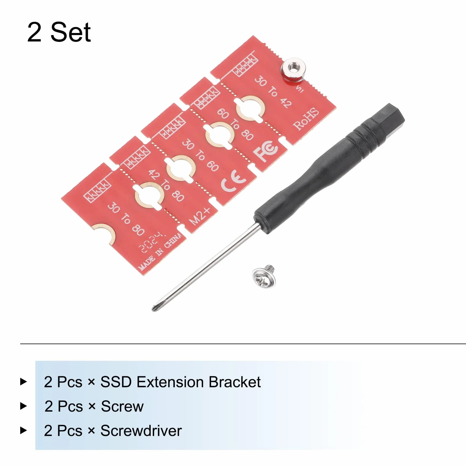 QUARKZMAN 2 szt. M2 M.2 NGFF/NVME długość przedłużacz adaptera 2230, 2242, 2260, 2280 wielofunkcyjny przedłużacz paska SSD płytka PCB do komputera PC obudowa komputera czerwonego