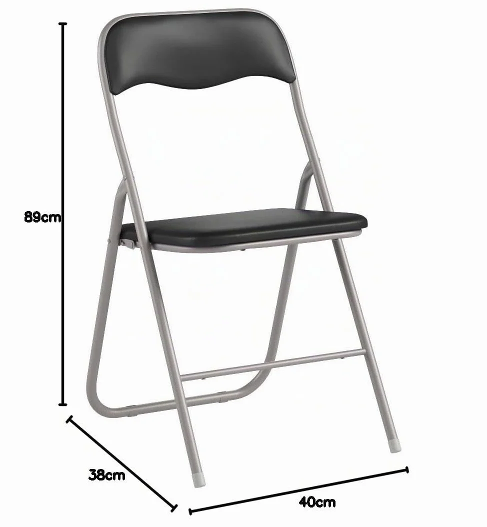 HAEST - Lot de 2 Chaises Pliantes, Chaise Pliante Rembourrée avec Cadre en Métal & Similicuir, Gain de Place, Charge Max. 100 kg, Idéale pour Cuisine & Jardin, Argent-Noir