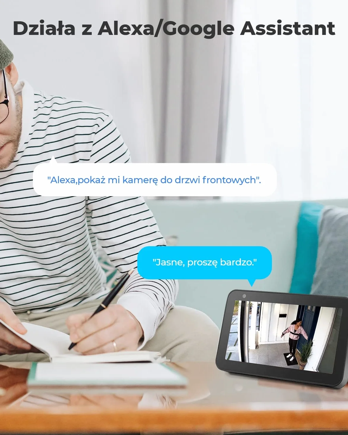 Reolink Solarna Kamera Zewnątrz, Akumulatorowa, Bezprzewodowa WiFi 1080P PIR Detekcja Ruchu, Dwukierunkowe Audio Gniazdo Kart Micro SD Bezprzewodowa Kamera IP, Argus Eco z Panelem Słonecznym