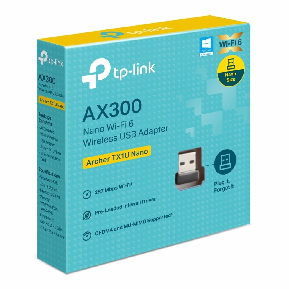 TP-Link Archer TX1U Nano Clé WiFi 6 AX300 USB Adaptateur Double Bande 2,4 GHz MU-MIMO