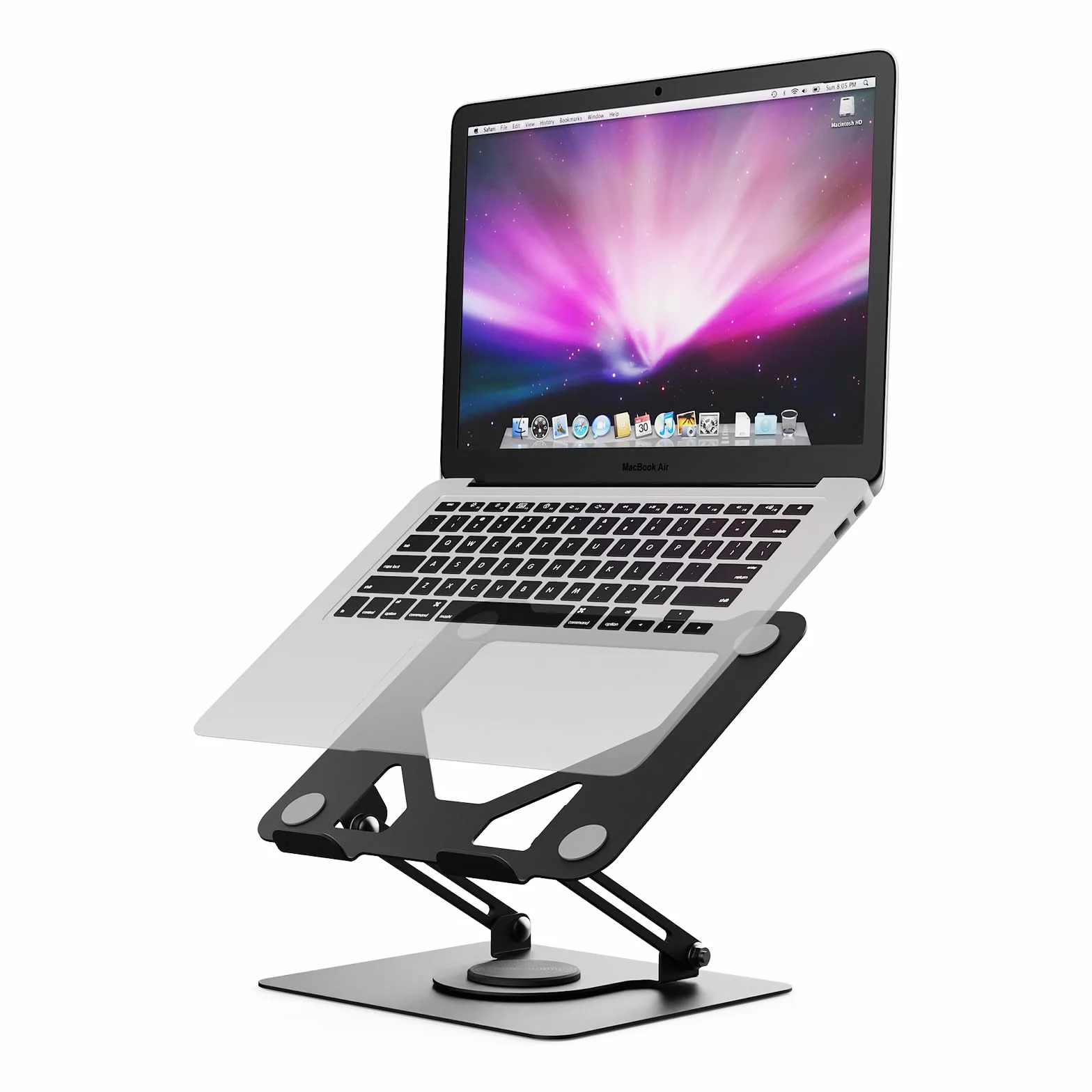 GRIFEMA GB1050 Support Ordinateur Portable Ergonomique Rotatif 360° Réglable en Hauteur Pliable Ventilé pour MacBook Air/Pro Dell Laptops 11-17 Pouces Noir