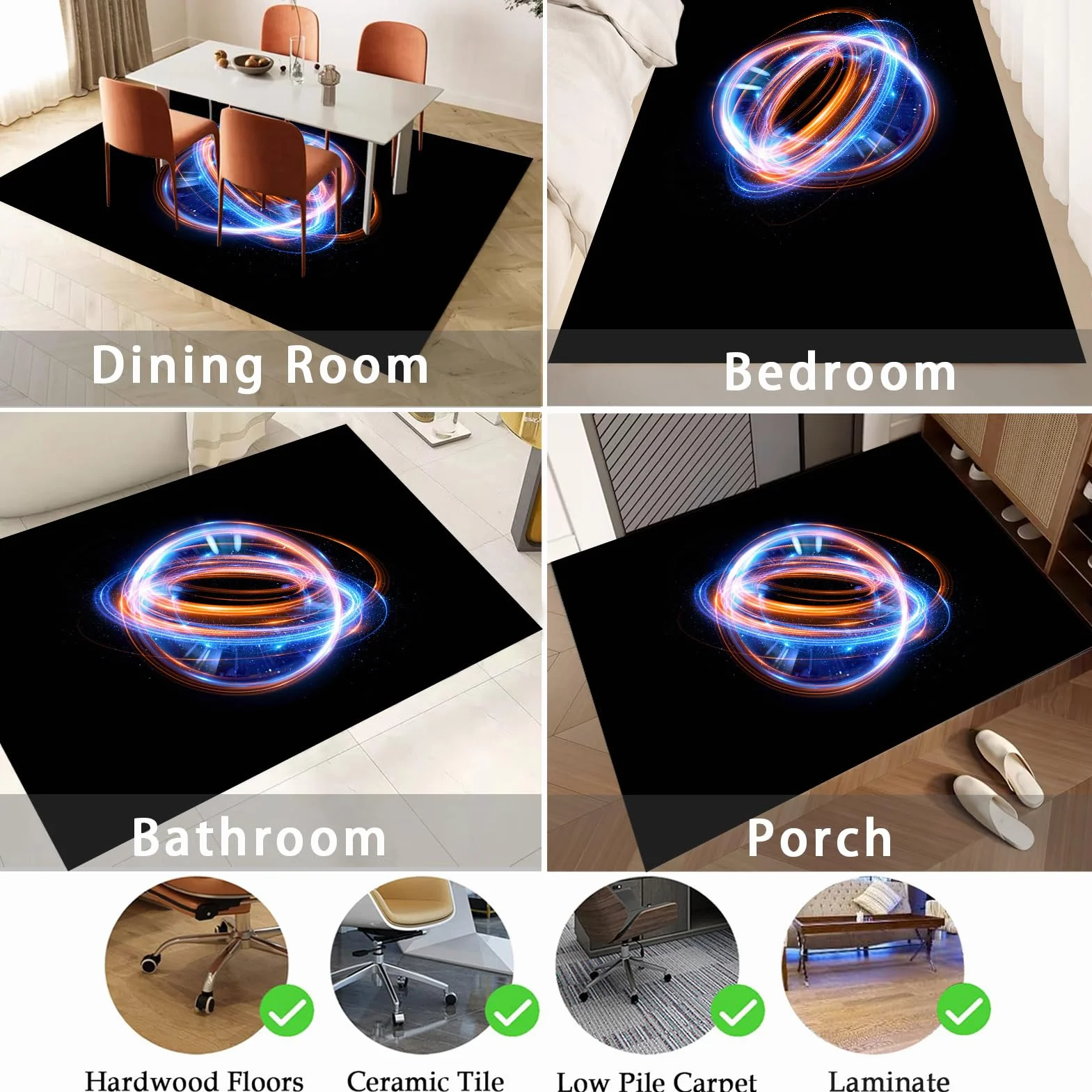 Tapis protège-Sol pour Chaise de Bureau Tapis Chaise de Bureau Tapis Gaming Sol pour Sols Durs Tapis de Protection de Sol Antidérapant Protège Sol sous Chaise 90 x 140 cm Tapis pour Fauteuil