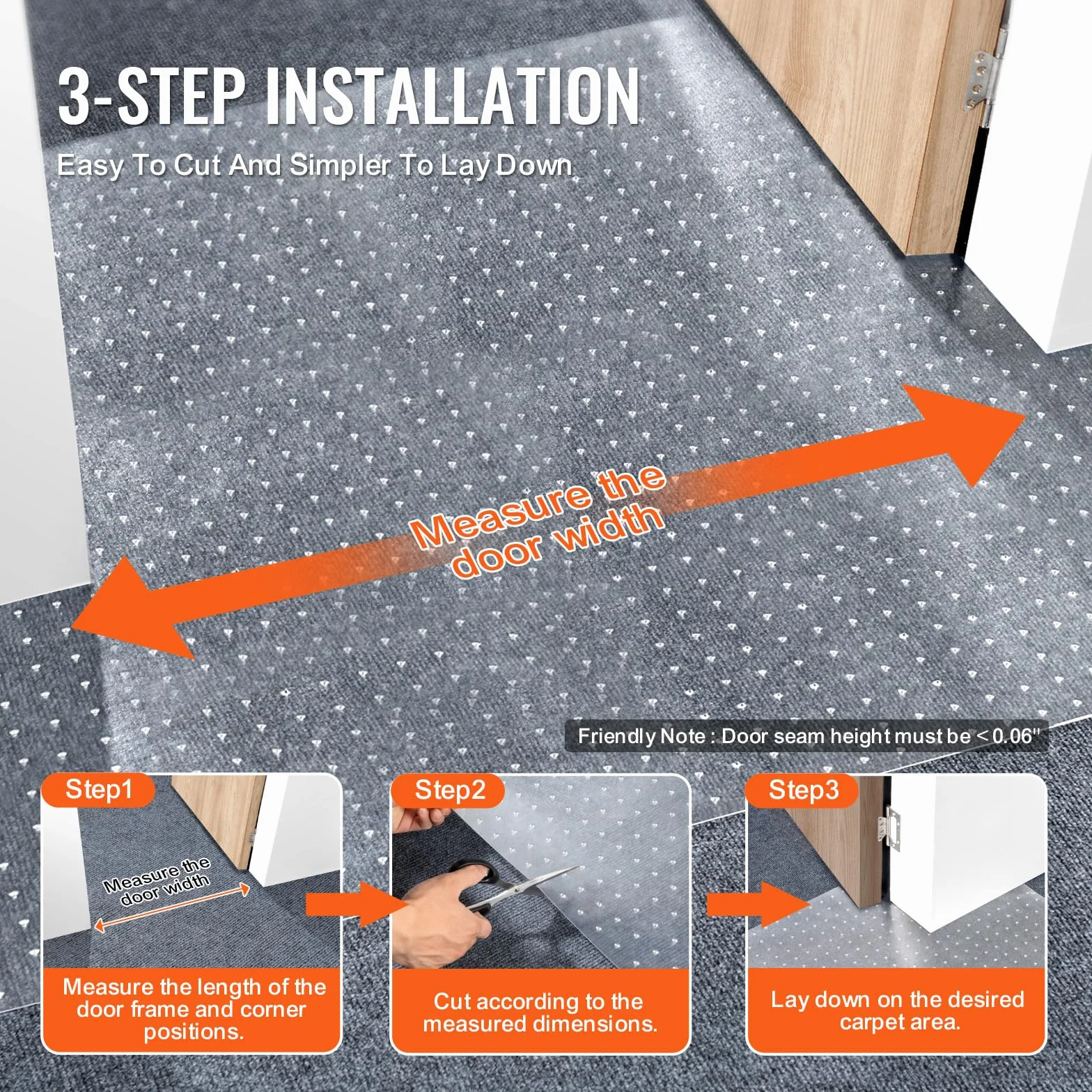 VEVOR Film Protection Tapis Animaux 61cm x 7,62m PVC Antidérapant Anti-Rayures Chat