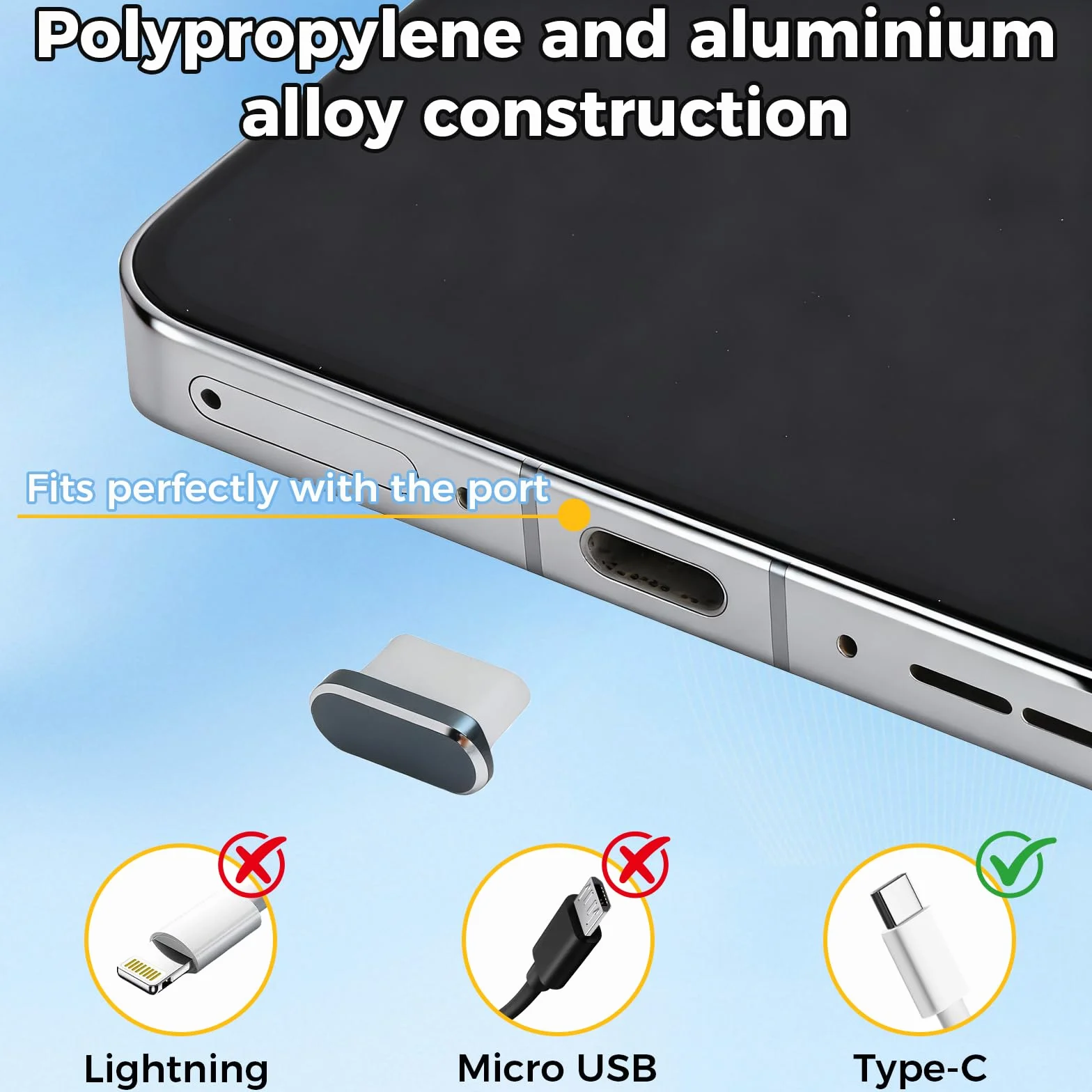 HENGBIRD 63-częściowy zestaw zatyczek do ochrony przed kurzem USB C z osłoną głośnika telefonu, naklejka siatkowa, pęseta, sztyft do czyszczenia telefonu komórkowego, ochrona przed kurzem zatyczki do