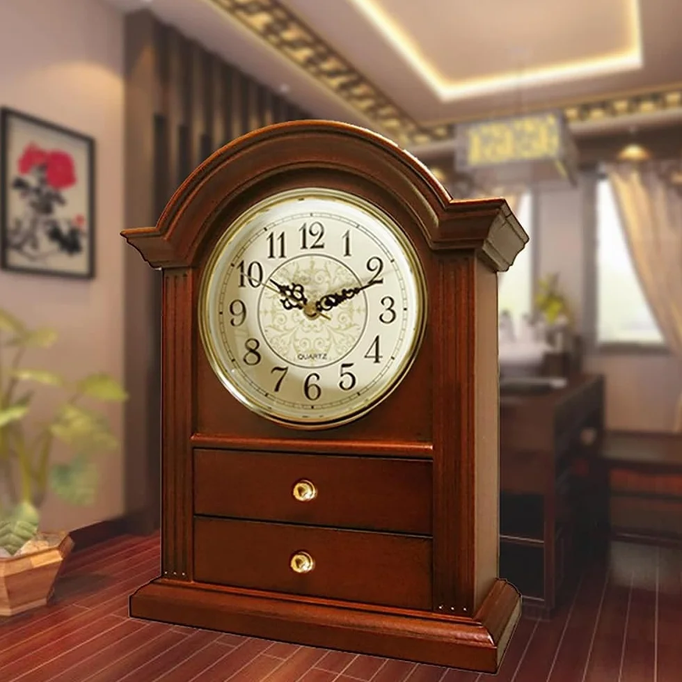 Decoive Horloge de Cheminée en Bois 27,9 cm Décoration Salon Bureau
