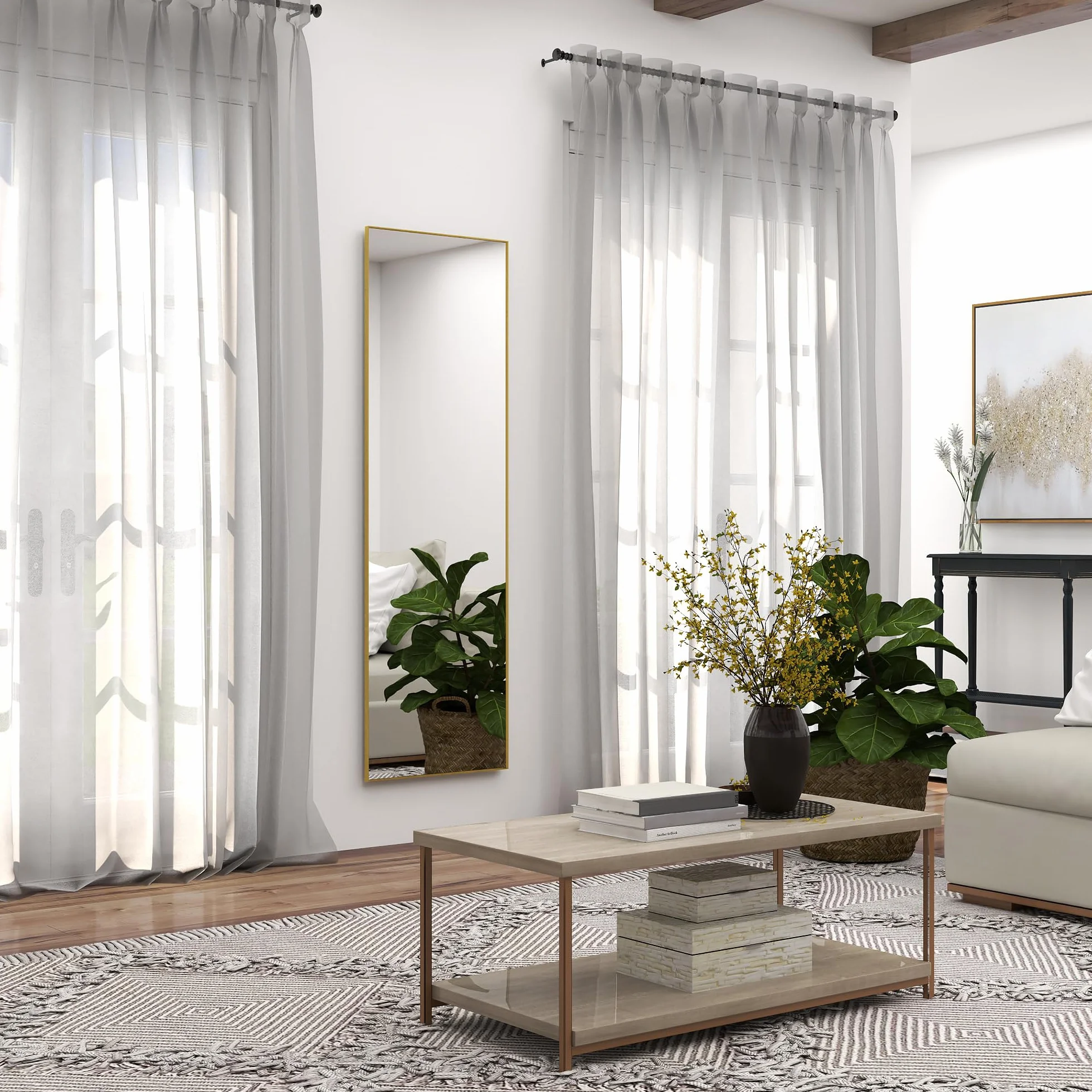 HOMCOM Grand Miroir Pleine Longueur 160 x 50 cm sur Pied Mural ou Posé Contre Mur pour Chambre à Coucher Salon Dressing