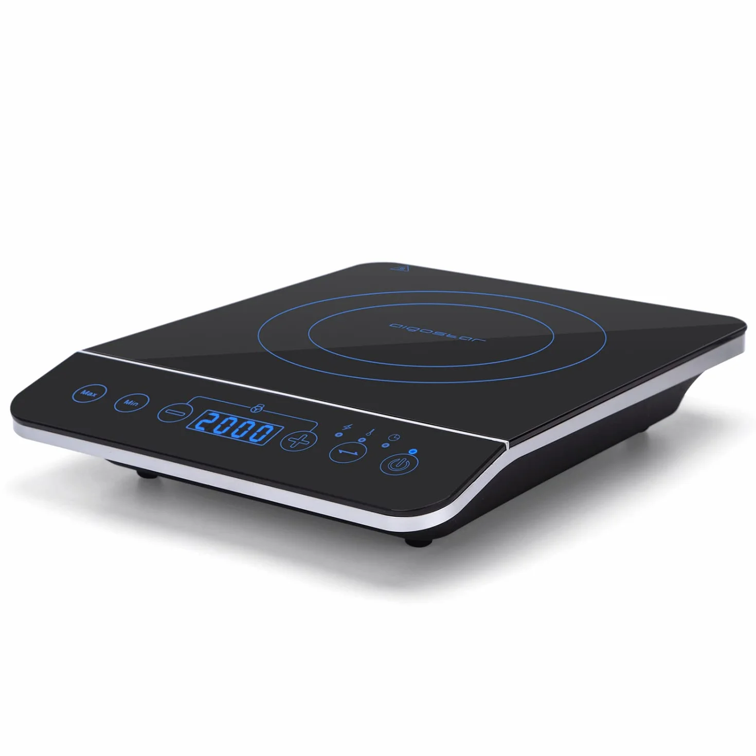 Aigostar BlueFire 30PKZ - Plaque à induction portable 10 puissances. Tactile, programmable, chauffe rapide. Écran LED. 2000W, noir.