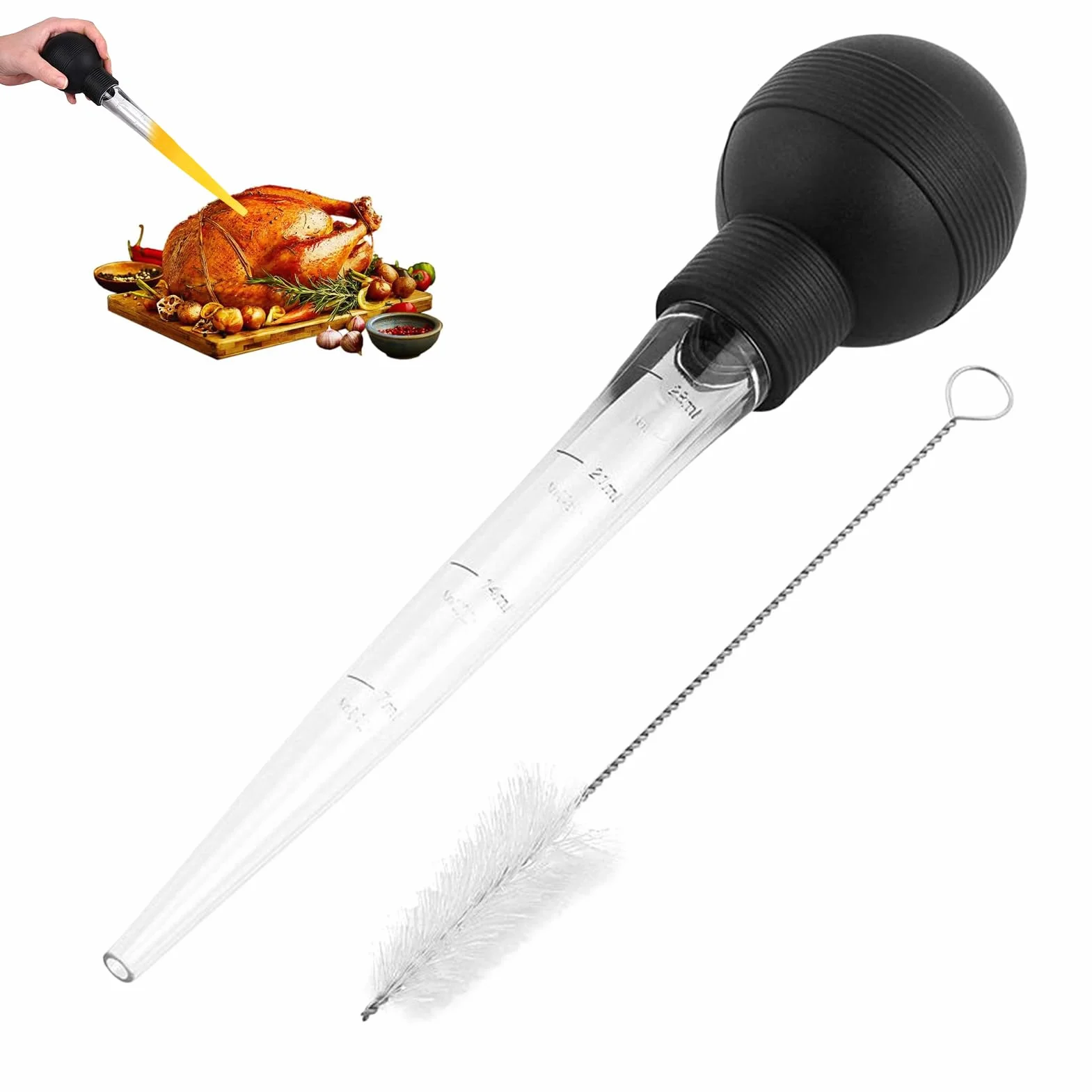 Lardeuse Extracteur d'assaisonnement manuel avec brosse de nettoyage Poire à sauce pour cuisine