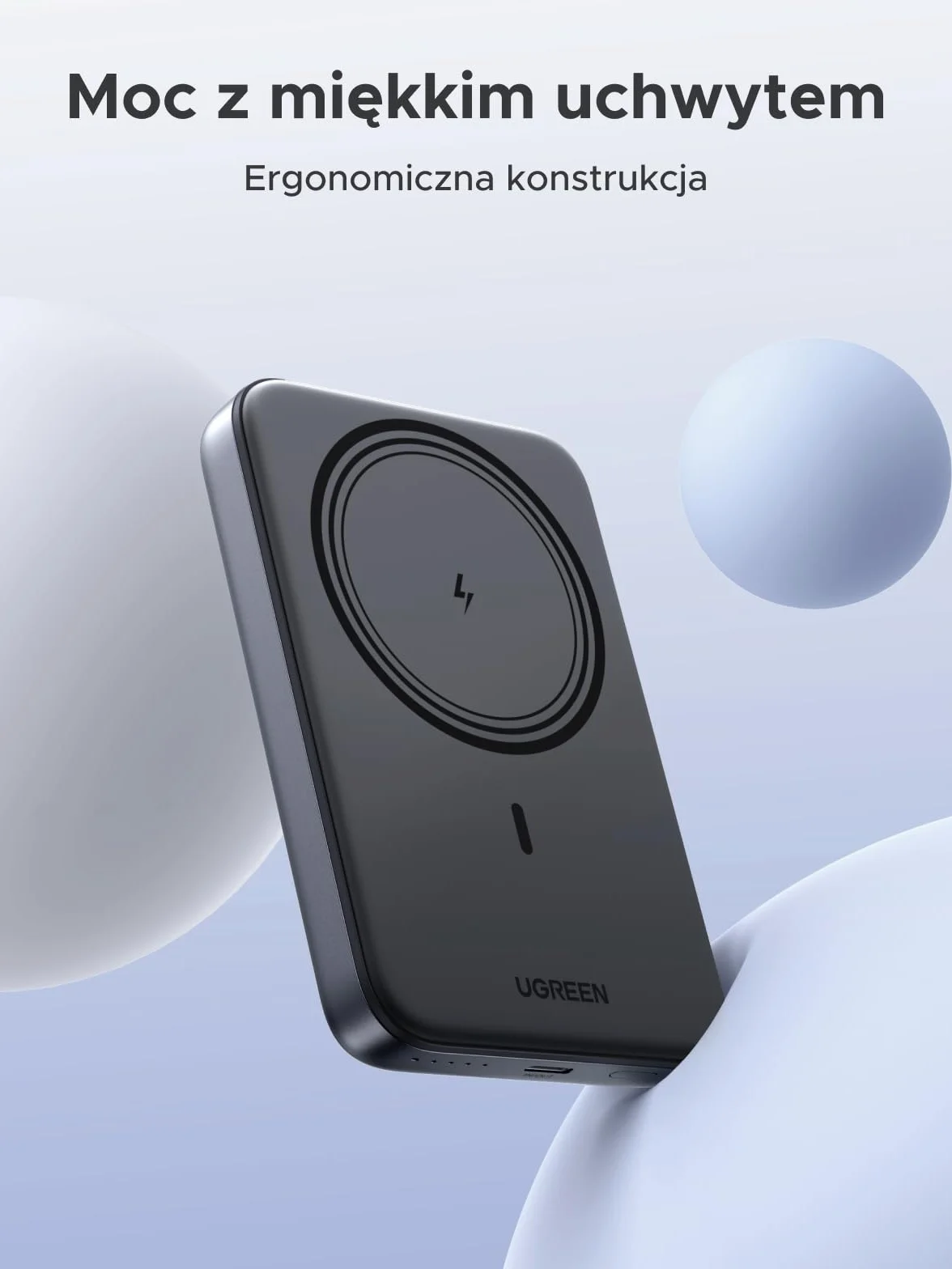 UGREEN Wireless Powerbank 10000mAh Magnetic Power Bank z funkcją szybkiego ładowania USB-C, bezprzewodowa bateria zewnętrzna MagSafe kompatybilna z iPhone 17 Pro Max/17 Pro/16/15-12（czarny）