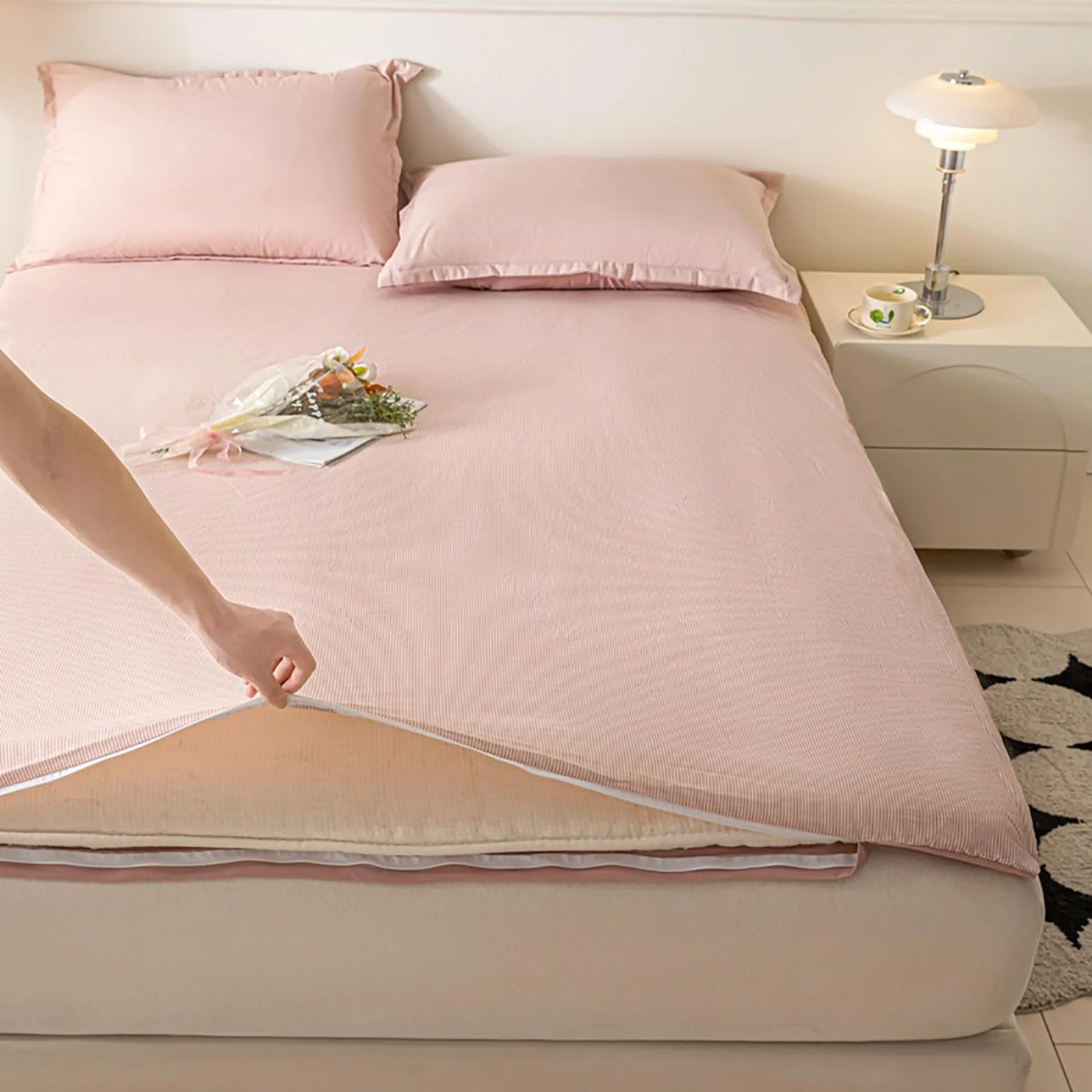 Housse De Matelas Futon avec Fermeture éclair Doux Amovible Protection Anti-poussière Brun 150x200cm