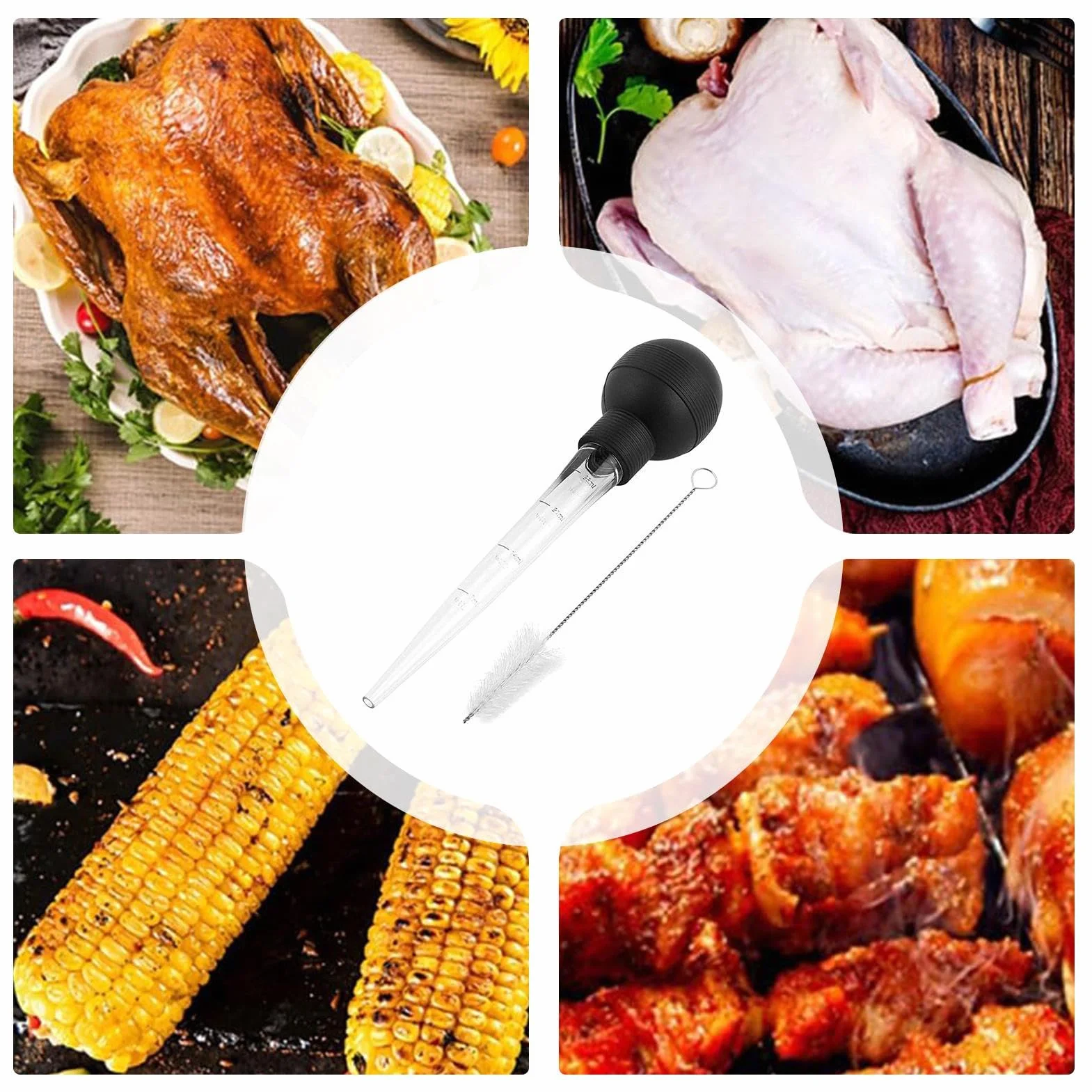 Lardeuse Extracteur d'assaisonnement manuel avec brosse de nettoyage Poire à sauce pour cuisine