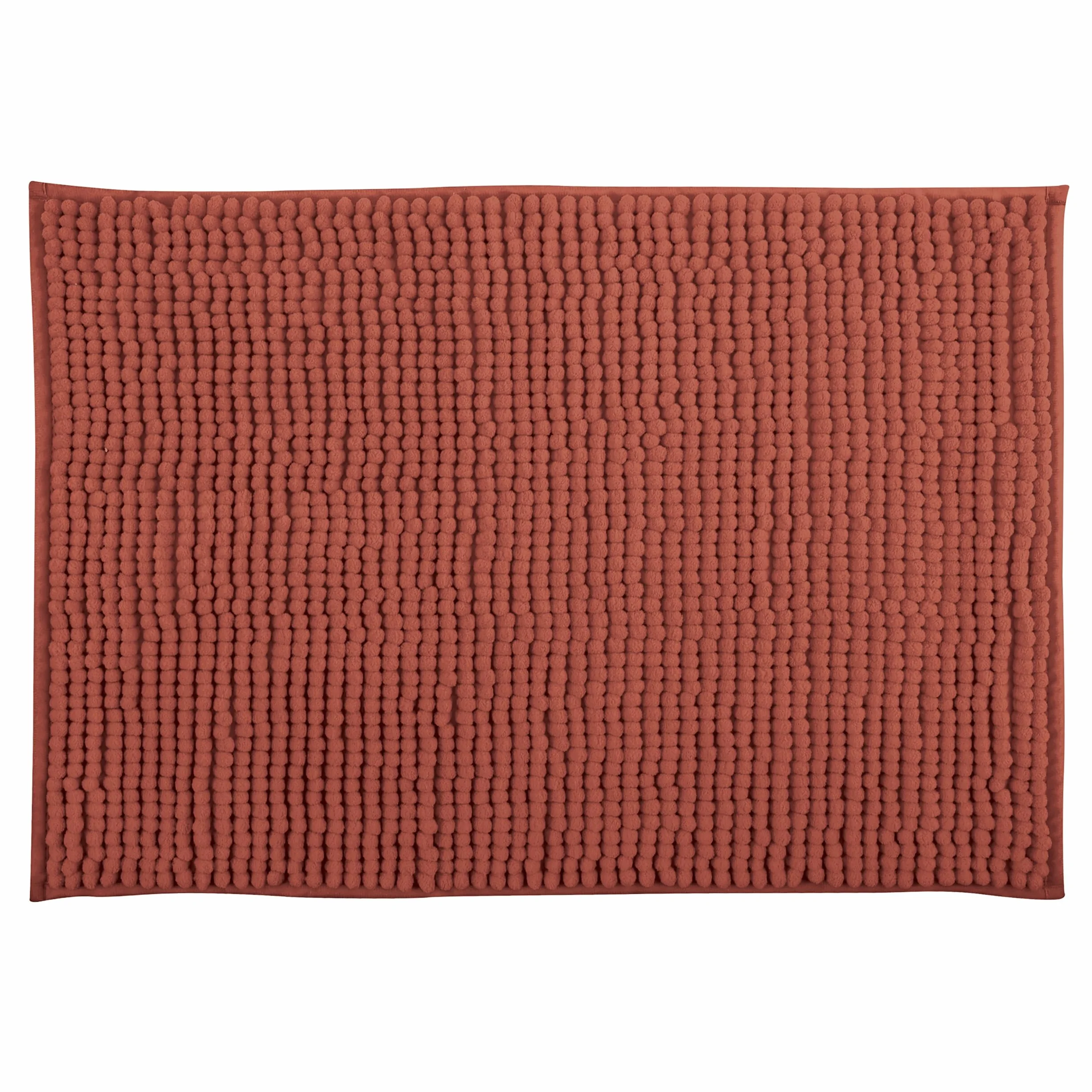 Tapis de Bain Microfibre Chenille Anti-dérapant Lavable Machine 60x60 cm Terracotta
