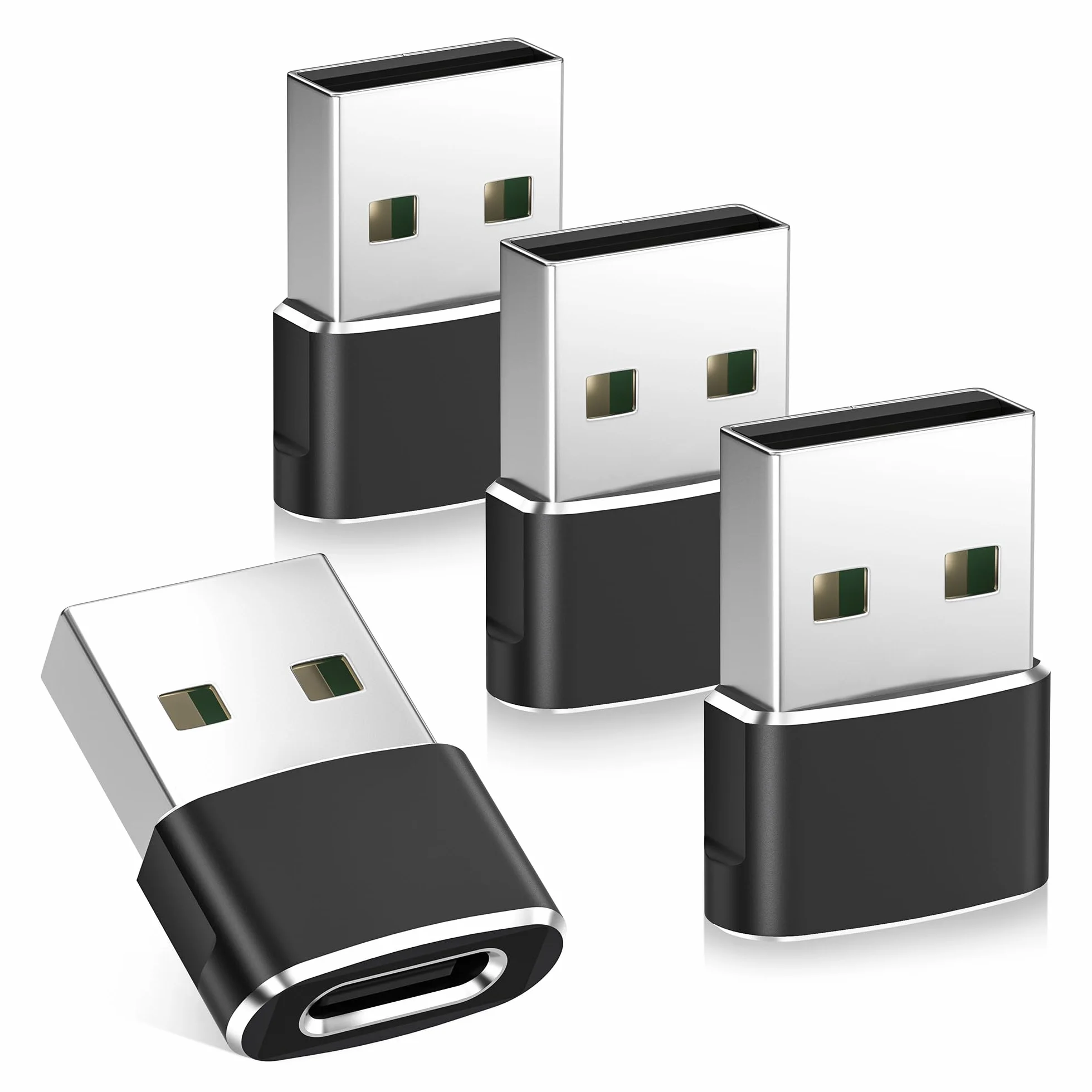 BASESAILOR Adaptateur USB C Femelle vers USB Male 4Pack, Convertisseur Chargeur USB vers USB C pour iPhone 17 16 Pro Max, Apple 15 Plus, iWatch 11, iPhone 14 13 12, iPad Mini 7, Samsung Galaxy S25 S24