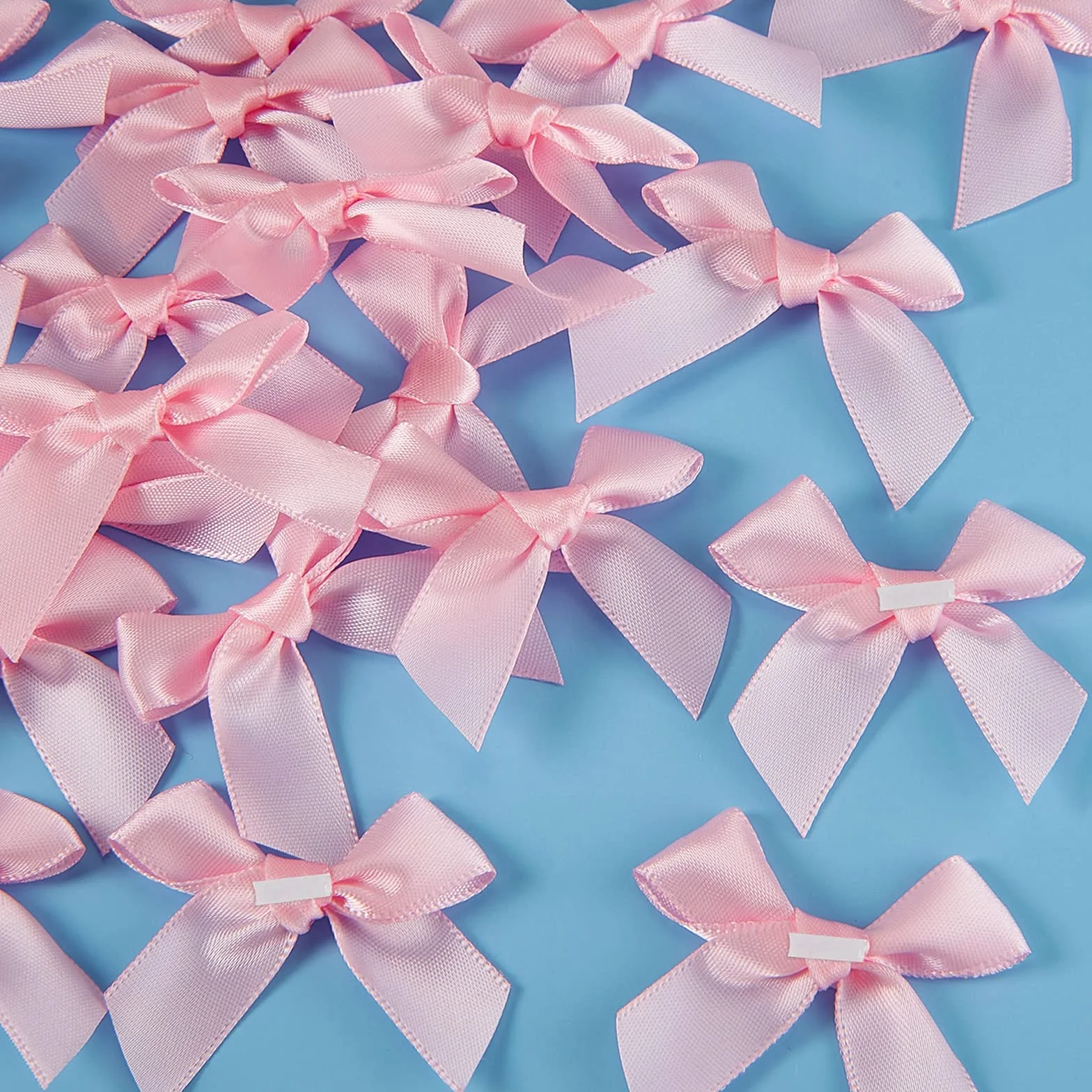 Rubans Nœuds en Satin Auto-Adhésifs 5 cm pour DIY Artisanat Décoration Mariage Noël (Rose)