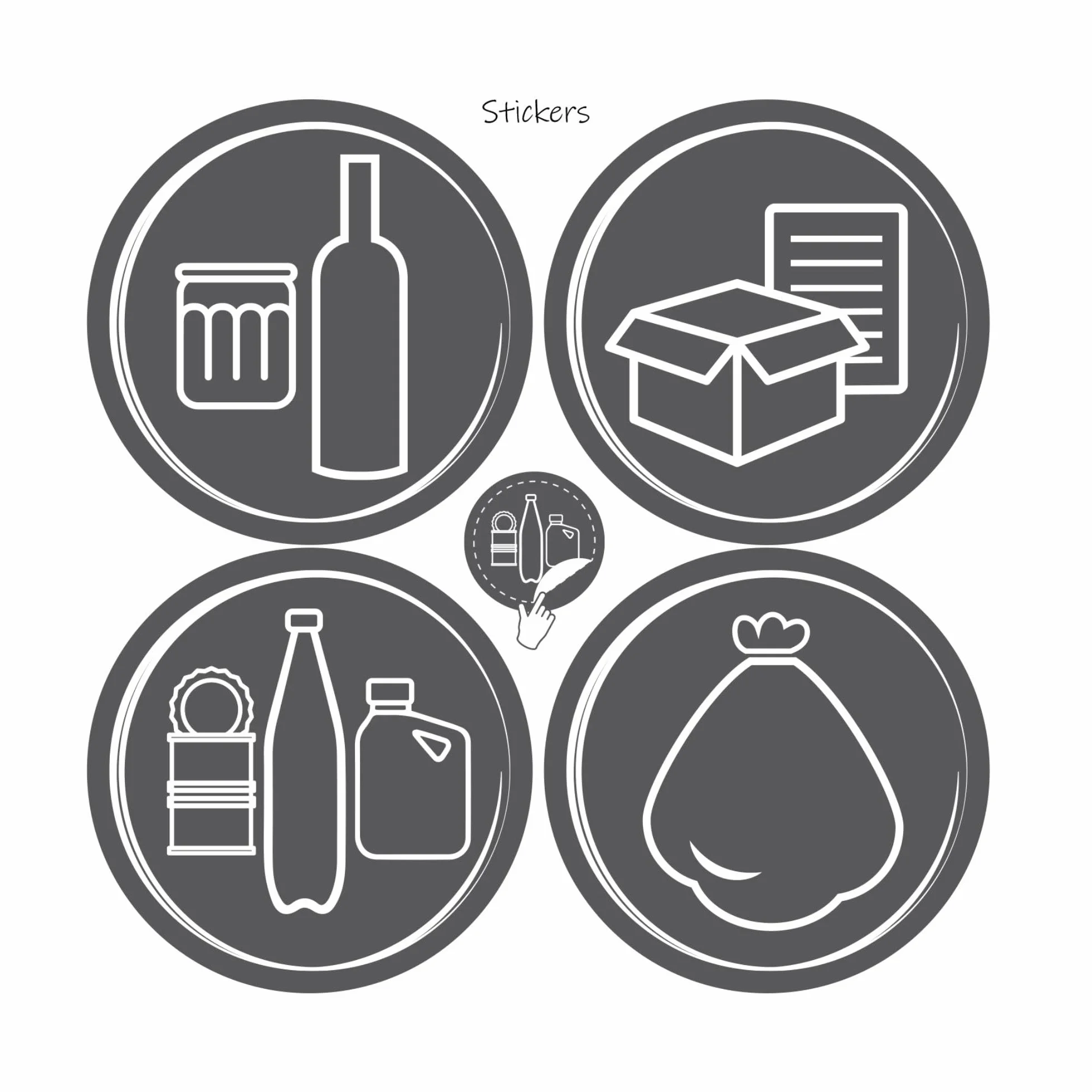 SUNDIS poubelle de tri sélectif 50 L rectangulaire en plastique recyclé couvercle à bascule ou fixe