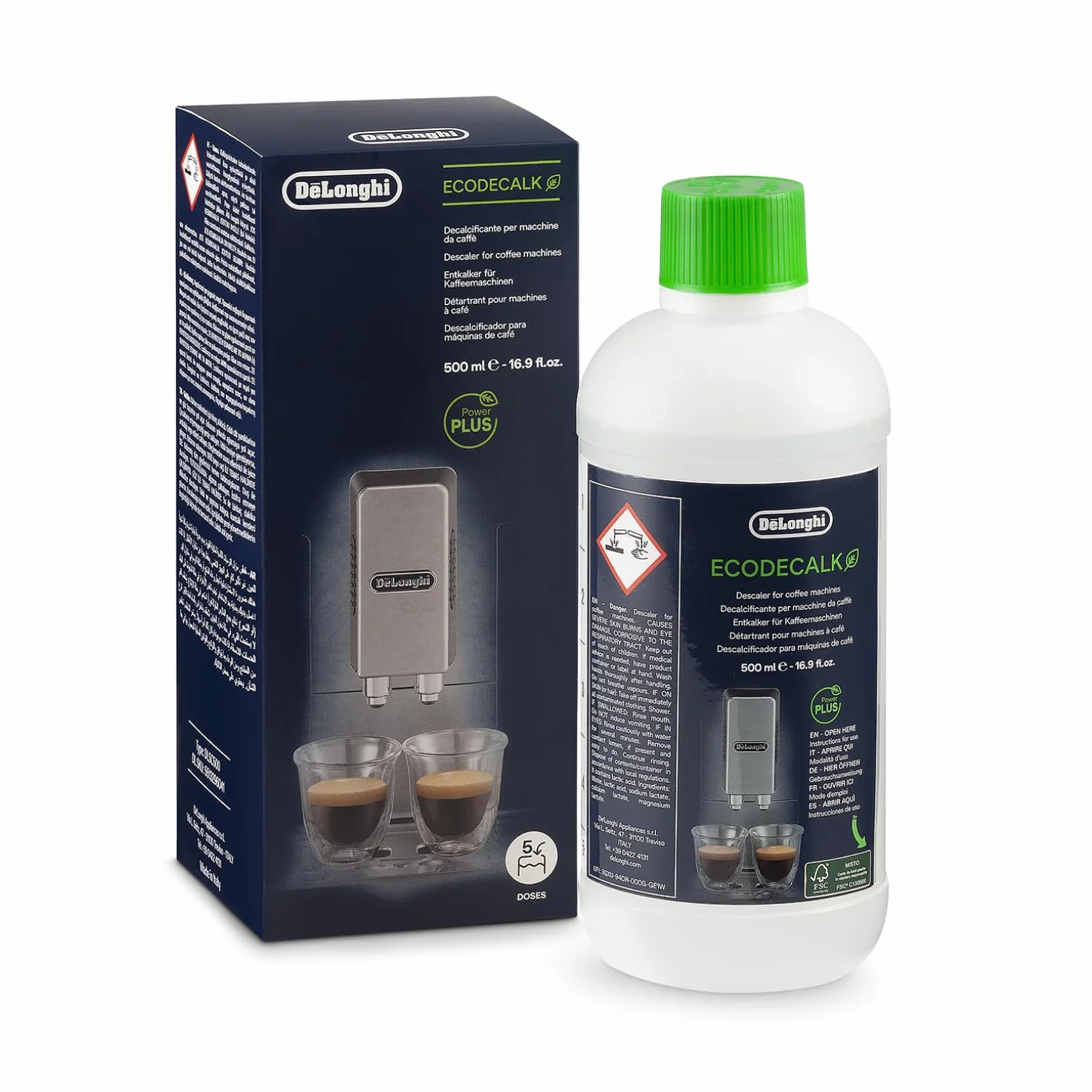 De'Longhi EcoDecalk Détartrant DLSC500, 5 Doses, 500ml, Accessoire de Maintenance pour Machine à Café