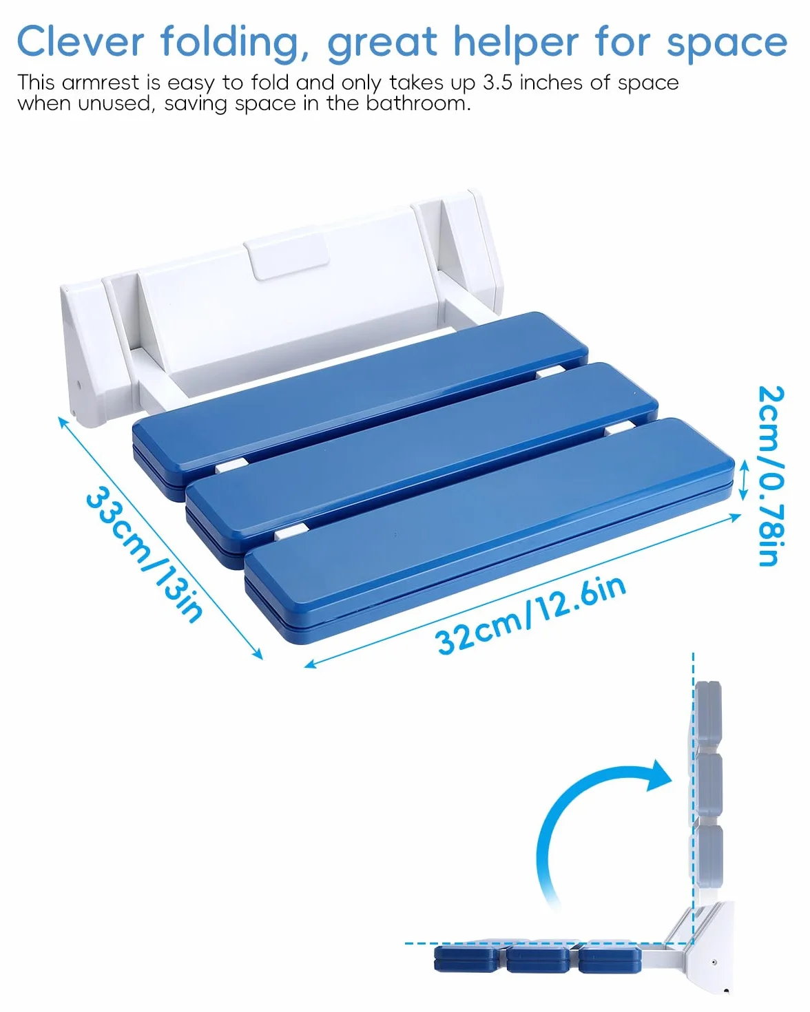 FreeTec Siège de douche pliable - Montage mural - Charge maximale : 130 kg - Bleu