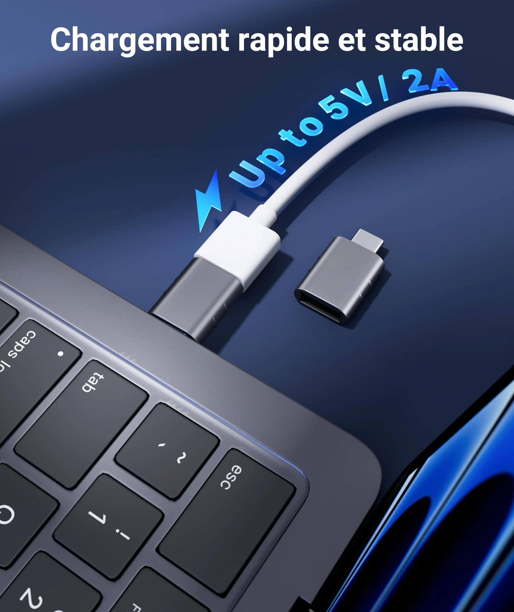 Syntech Adaptateur USB C mâle vers USB 3.2 Femelle 2 Pack, Compatible iPhone 17e/17Pro 16 Pro Max MacBook Neo/Pro/Air iMac iPad Mini 6/Pro