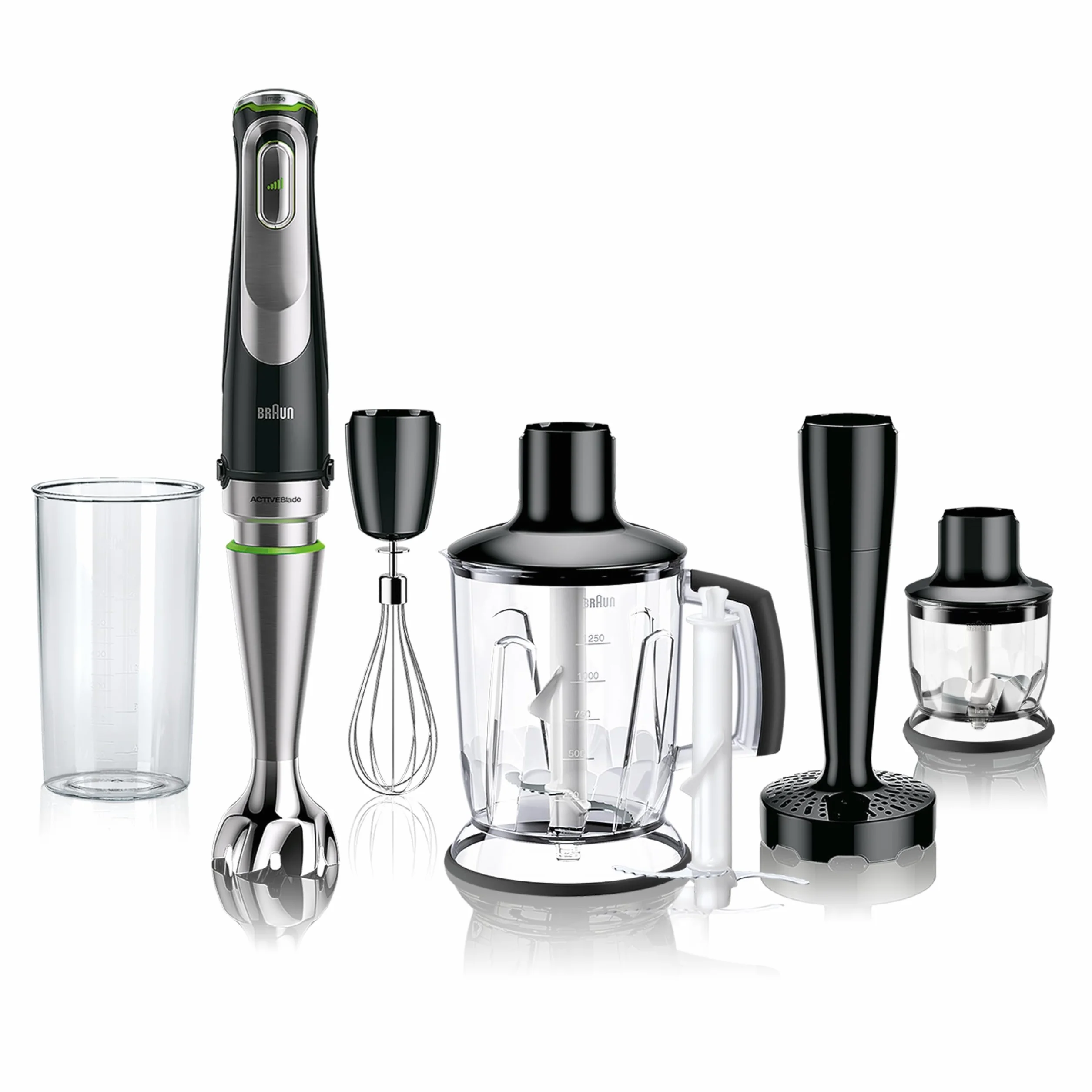 Braun MultiQuick 9 - Mixeur Plongeant, Anti Splash, Sélection Précise de la Vitesse, Active PowerDrive pour des Résultats Onctueux, Blender, Mini-hachoir, Verre Doseur 600mL, 1200W, Noir (MQ9147X)