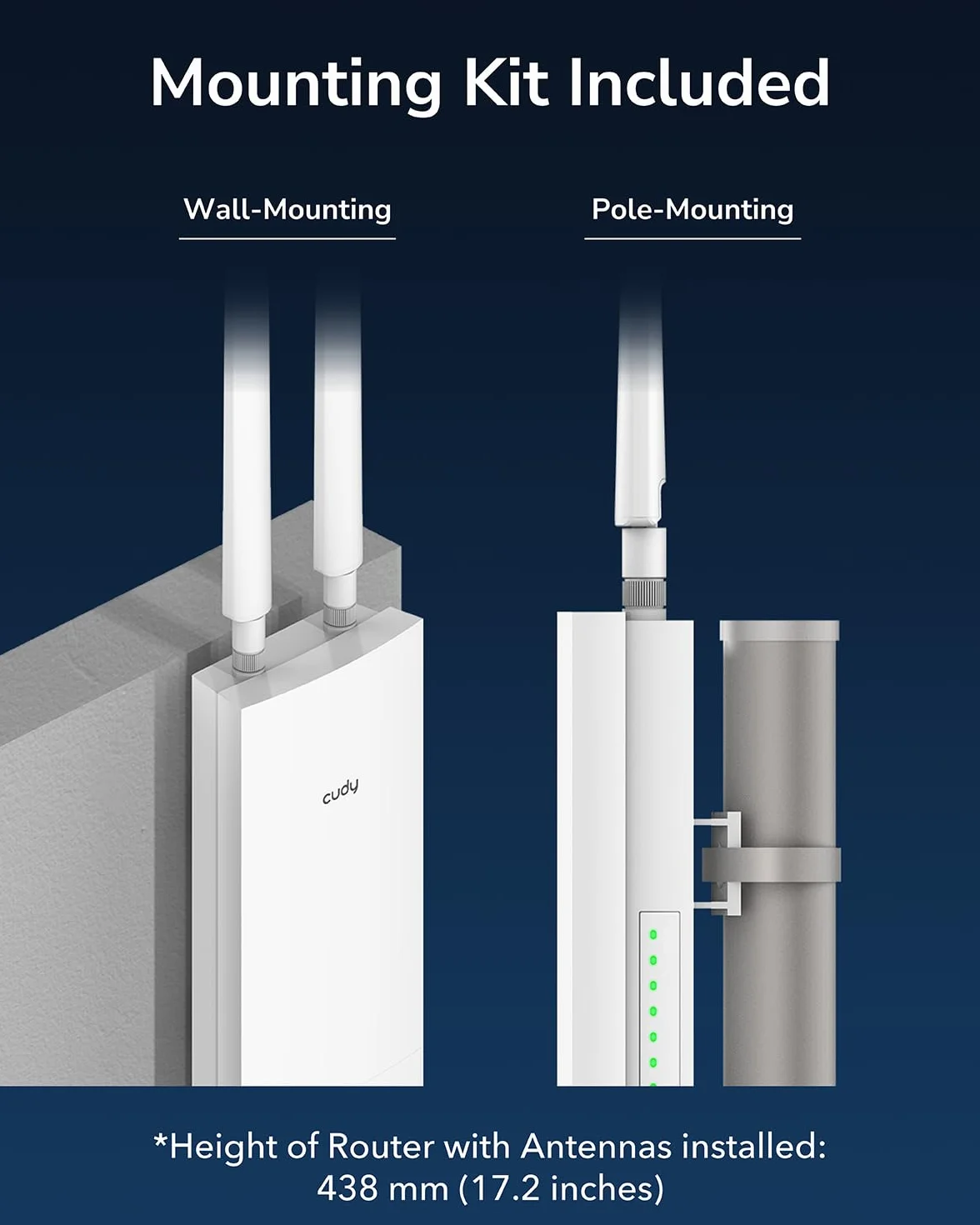 Cudy Zewnętrzny dwupasmowy wzmacniacz AC1200, punkt dostępu, router, router WISP, pasywne PoE 24 V, ochrona przed odgromami, od -40°C do 60°C, temperatura robocza