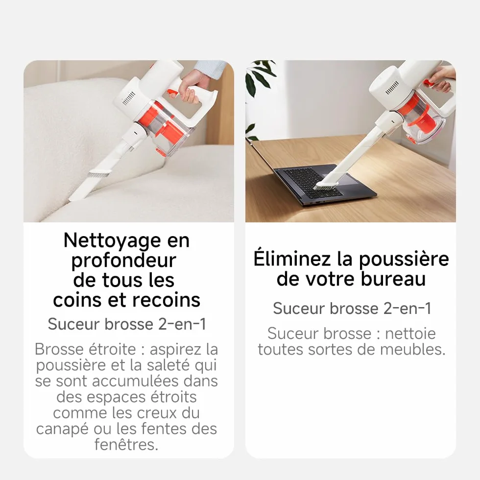 XIAOMI G20 Lite Aspirateur Balai sans Fil, Puissance 18 kPa, Jusqu'à 40 Min d'Autonomie, Détection Poussière Lumière Blanche, Vidage en 1 Clic, Brosse 2-en-1, Nettoyage Canapé & Clavier
