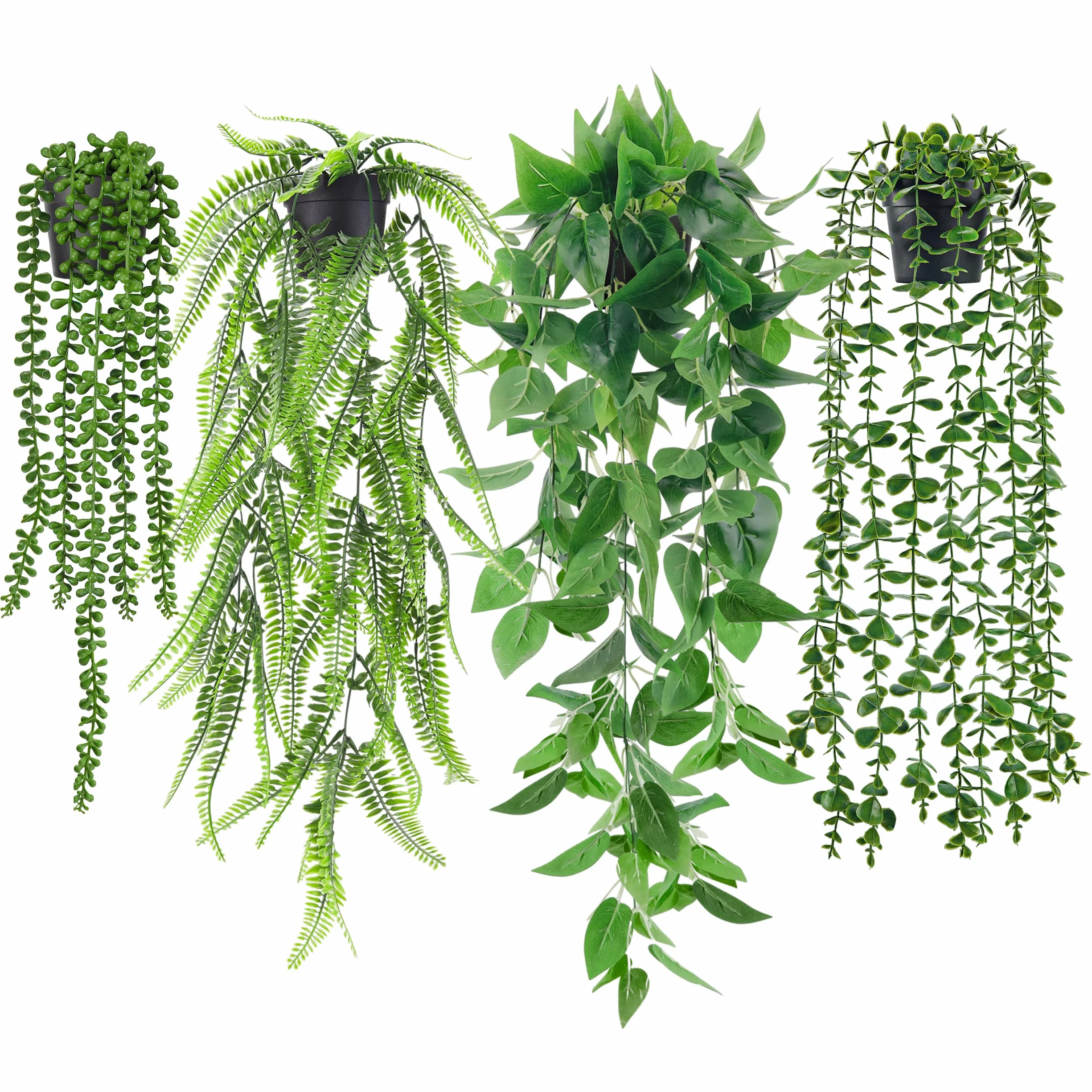 Der Rose 4 Pcs Plantes Artificielles Tombantes Intérieur Extérieur Fausse Plante Décoration Bureau Salon Cuisine Jardin