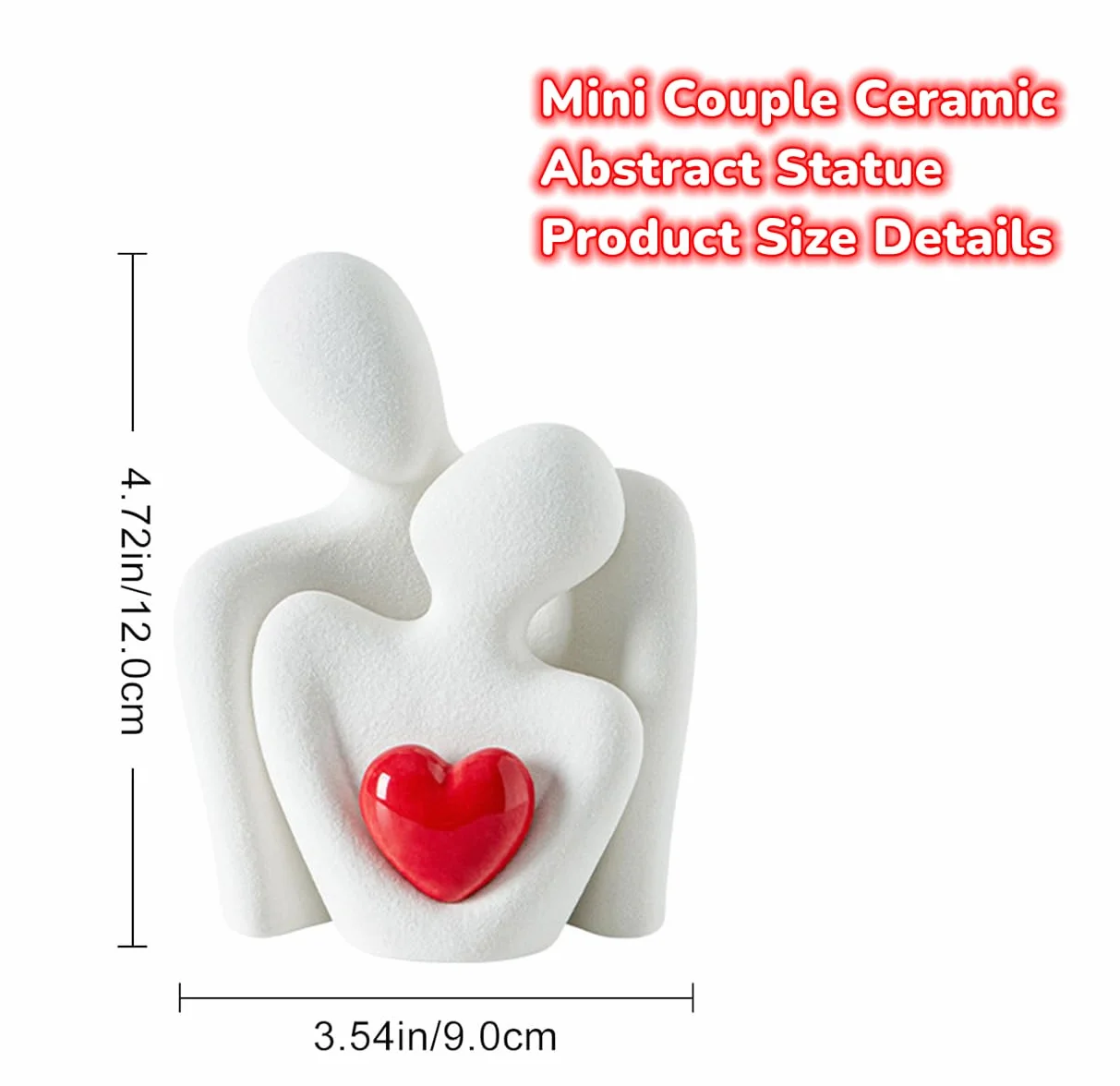 Statue Couple Abstraite Mini Sculpture Rouge Décoration Salon Maison Cadeau Saint-Valentin Anniversaire