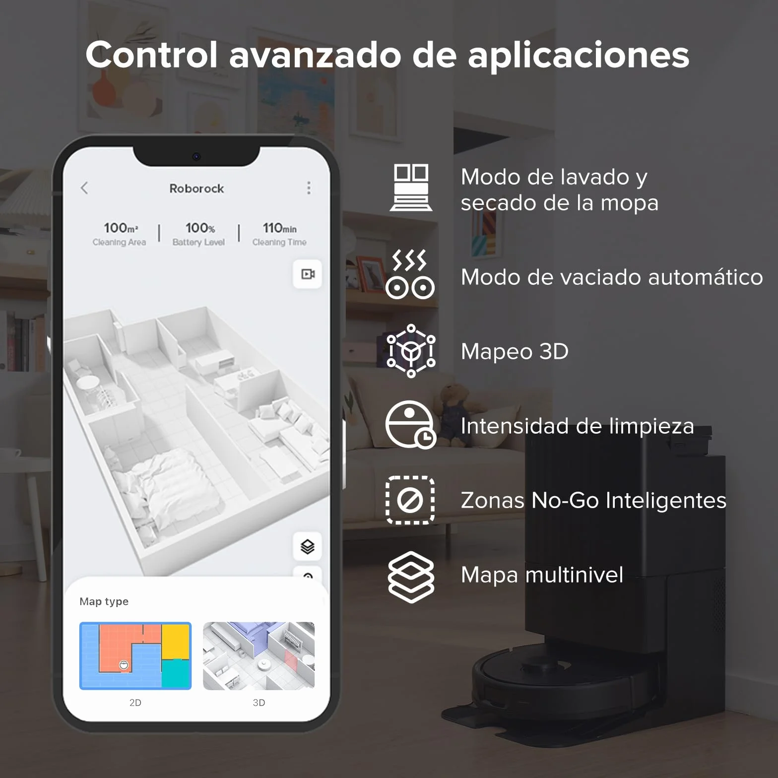 Roborock Qrevo Robot Aspirateur Laveur 5500 Pa Noir (Reconditionné)