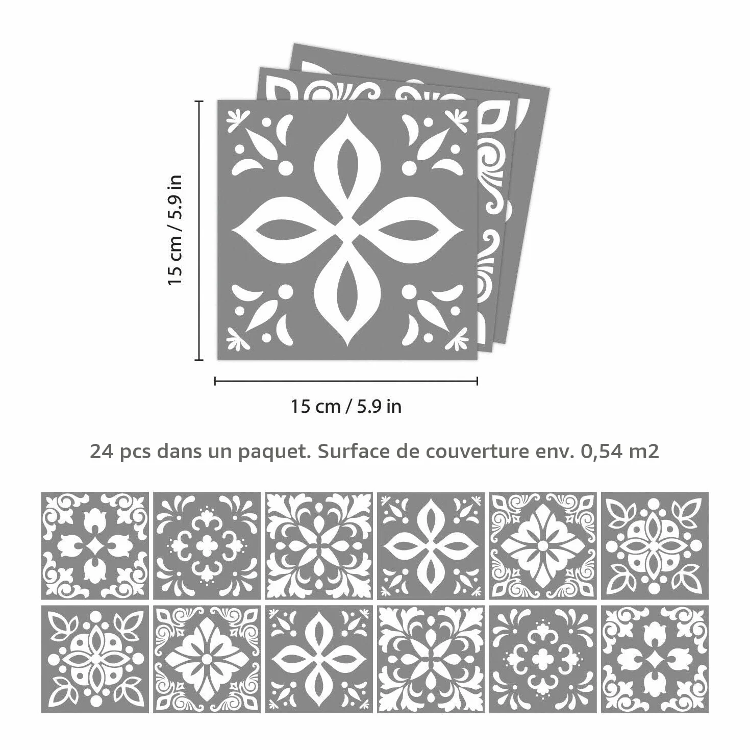 WALPLUS Credence Adhesive Cuisine 15x15 cm Carrelage Mural Peler et Coller Gris Foncé 24 Pièces