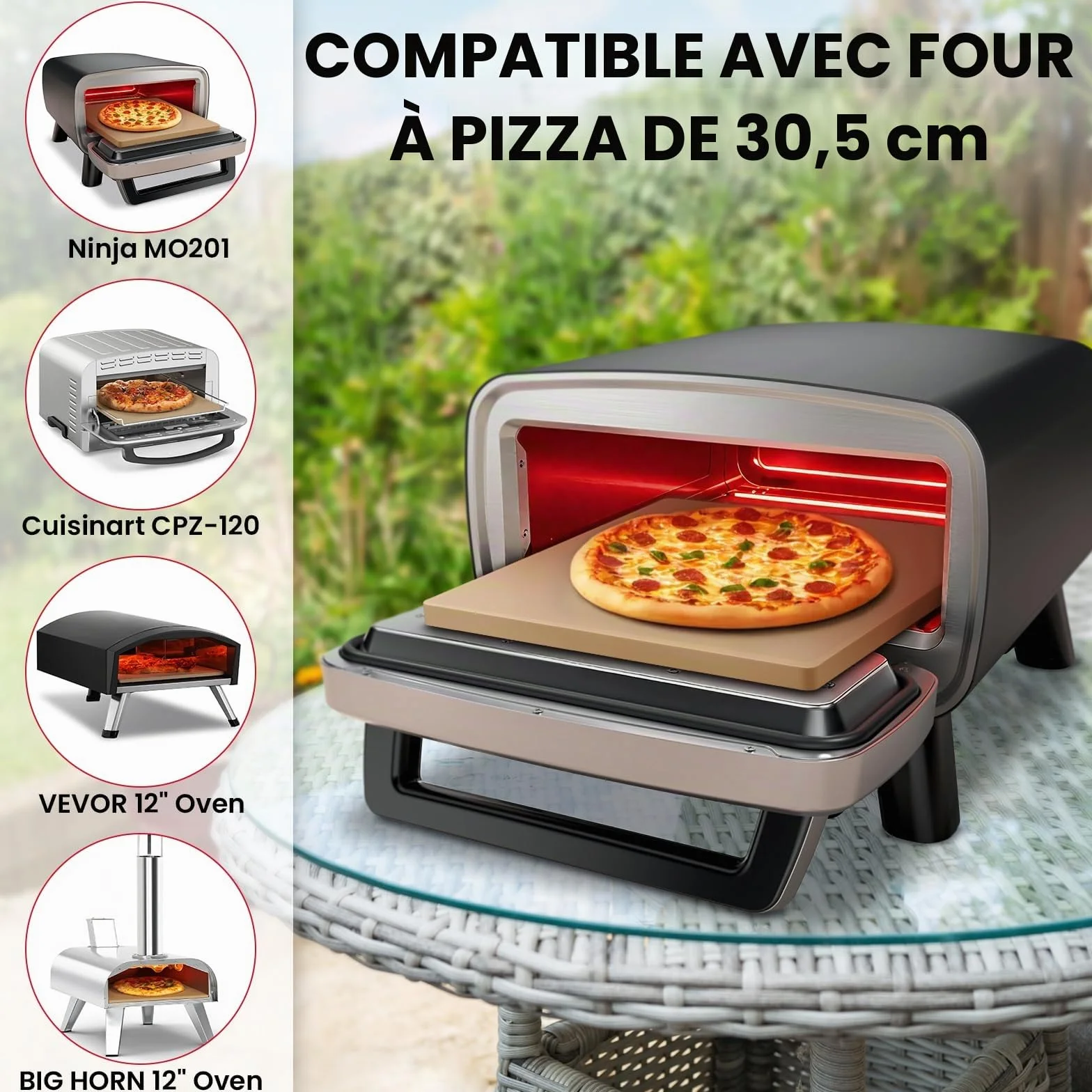Unicook Pierre À Pizza Carrée 30,5 Cm, Pierre De Cuisson En Céramique Robuste Pour Four, Barbecue Et Gril, Idéale Pour Faire Des Pizzas À Croûte Croustillante, Du Pain, Des Biscuits Et Plus Encore