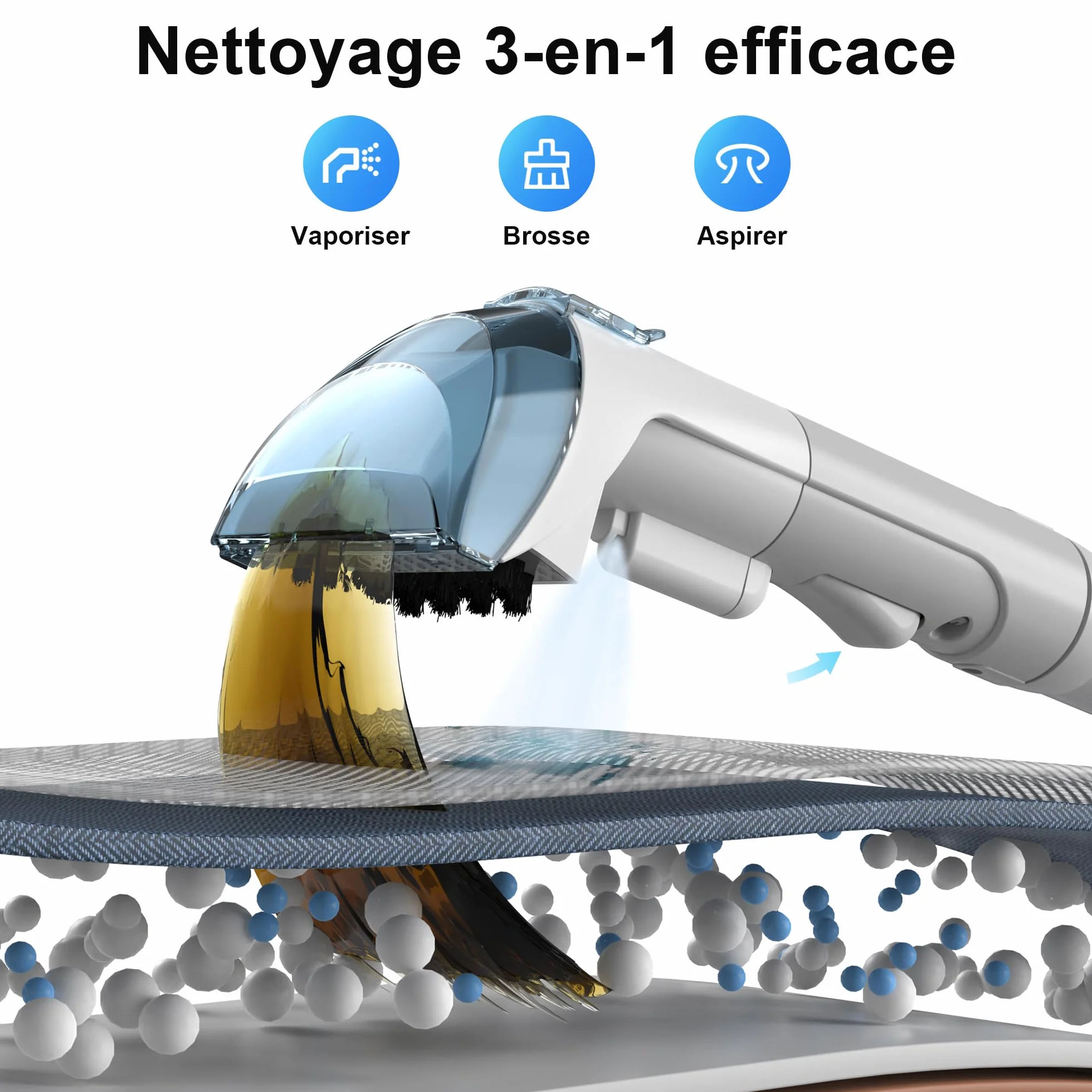 Shampouineuse Nettoyeur Canapé Tissu 450W Injecteur Extracteur Vapeur Voiture Tapis Moquettes Aspirateur Détacheur Matelas