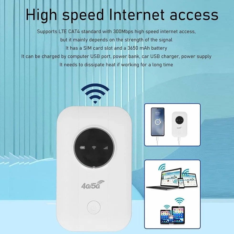 Routeur Modem LTE 4G 5G Point d'Accès 300 Mbps Batterie 2100 mAh