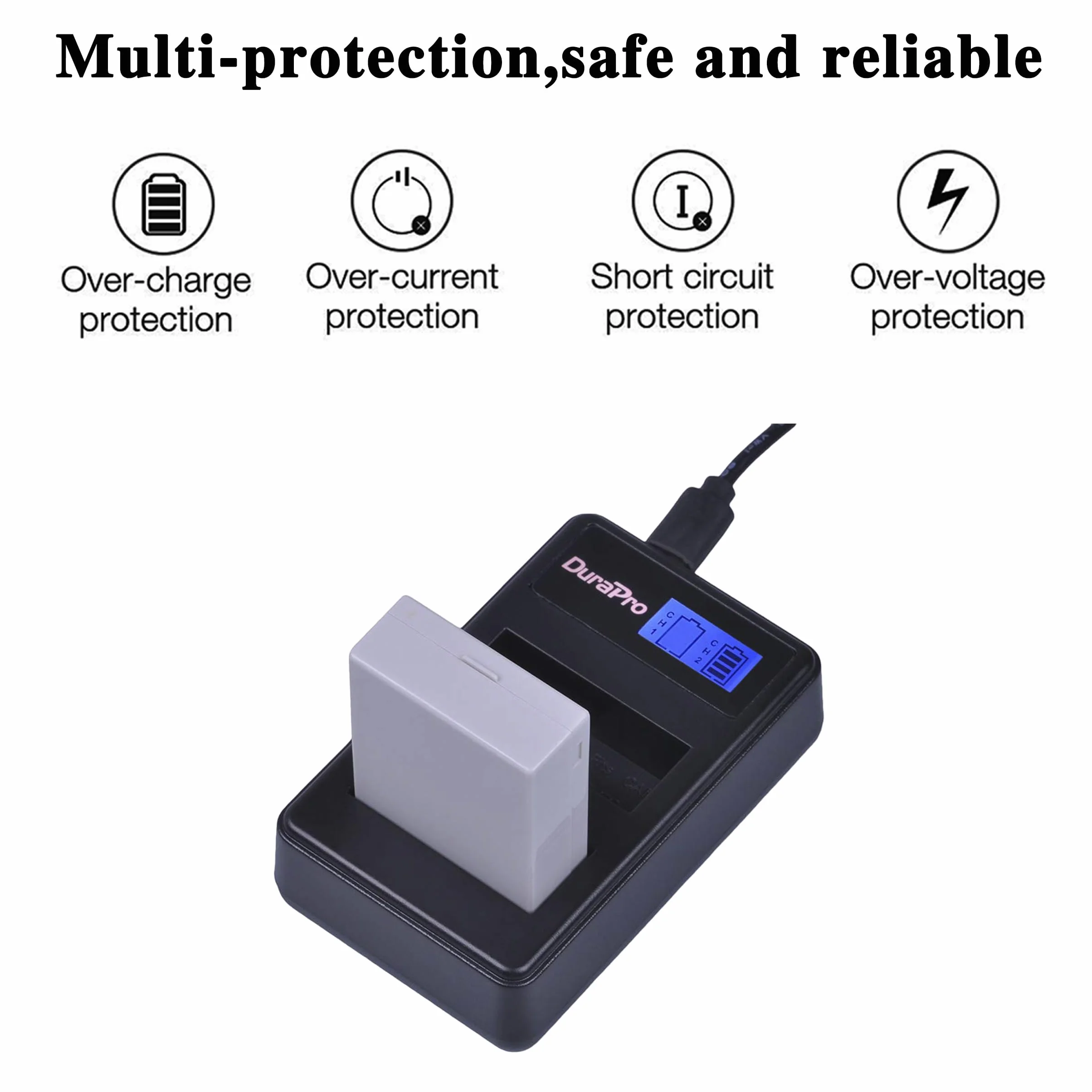 DuraPro 2 szt. akumulator LP-E8 + LED USB Dual ładowarka do Canon LP-E8; Canon EOS 550D, EOS 700D, EOS 600D, EOS 650D, Rebel T2i T3i T4i T5i, Kiss X4 X5 X6i X7i DSLR