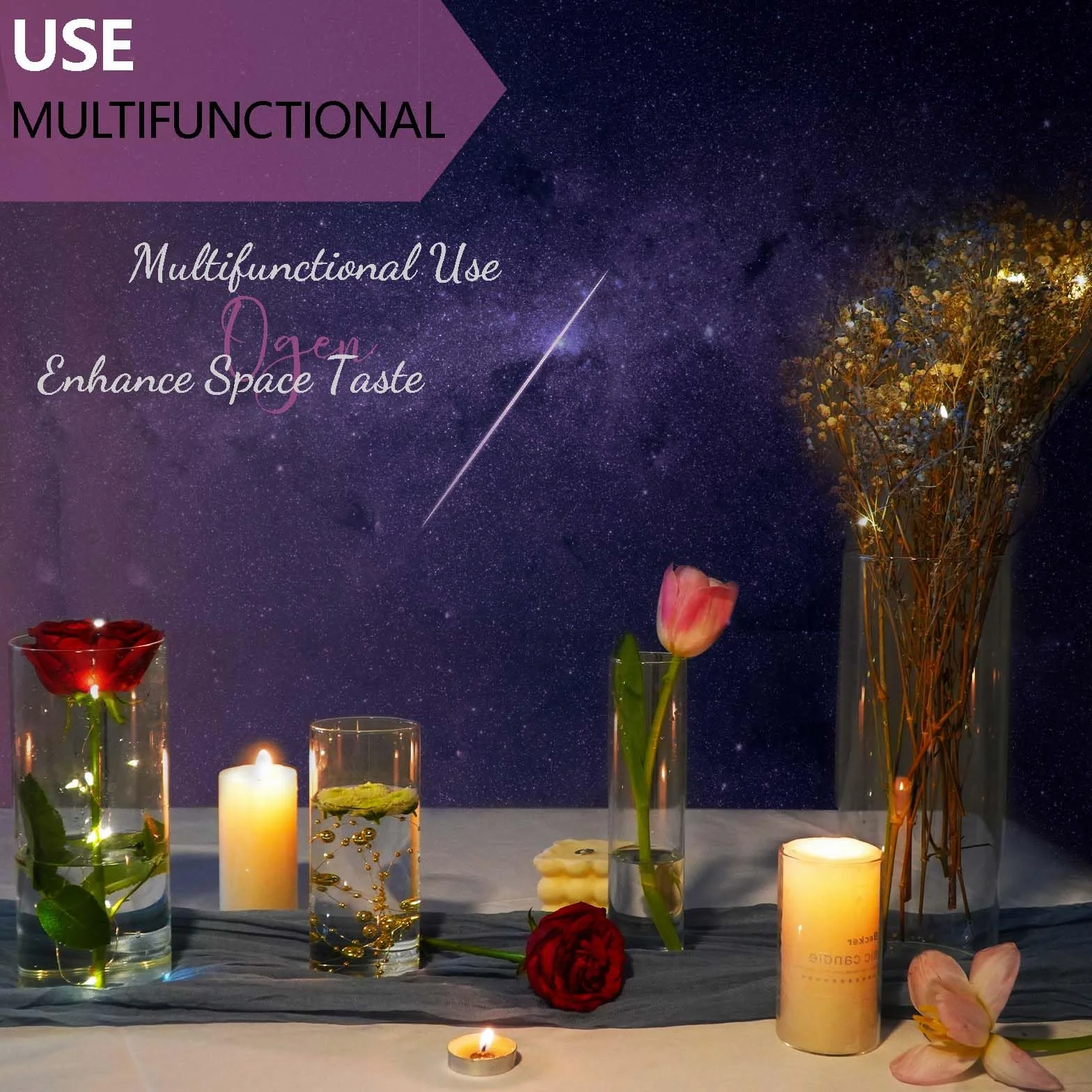 Lot de 30 vases cylindriques en Verre pour Les décorations, Peuvent être utilisés pour Les décorations de fêtes Mariages (30, 10+15+19+20+25 cm)