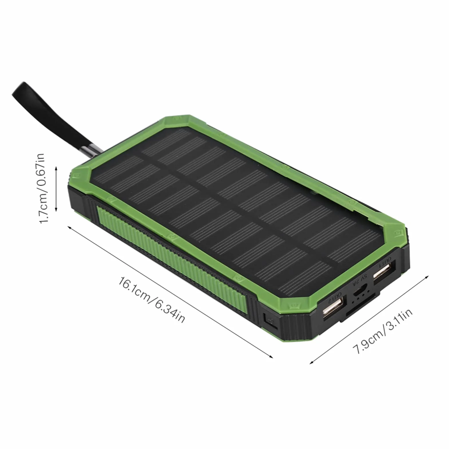 Solar Charger Power Bank, 20000mAh Szybkie ładowanie Dual USB Solar Mobile Power Bank Case DIY Kit dla Podróży Kemping Aktywności na świeżym Powietrzu Gear Zestaw Awaryjny(Zielony)