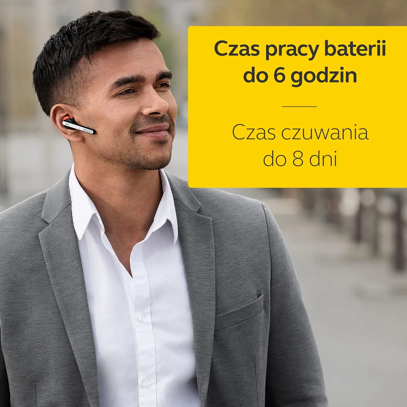 Jabra Talk 45 mono zestaw słuchawkowy – bezprzewodowe telefonowanie, podcasty i muzyka lub odczyt GPS – srebrny